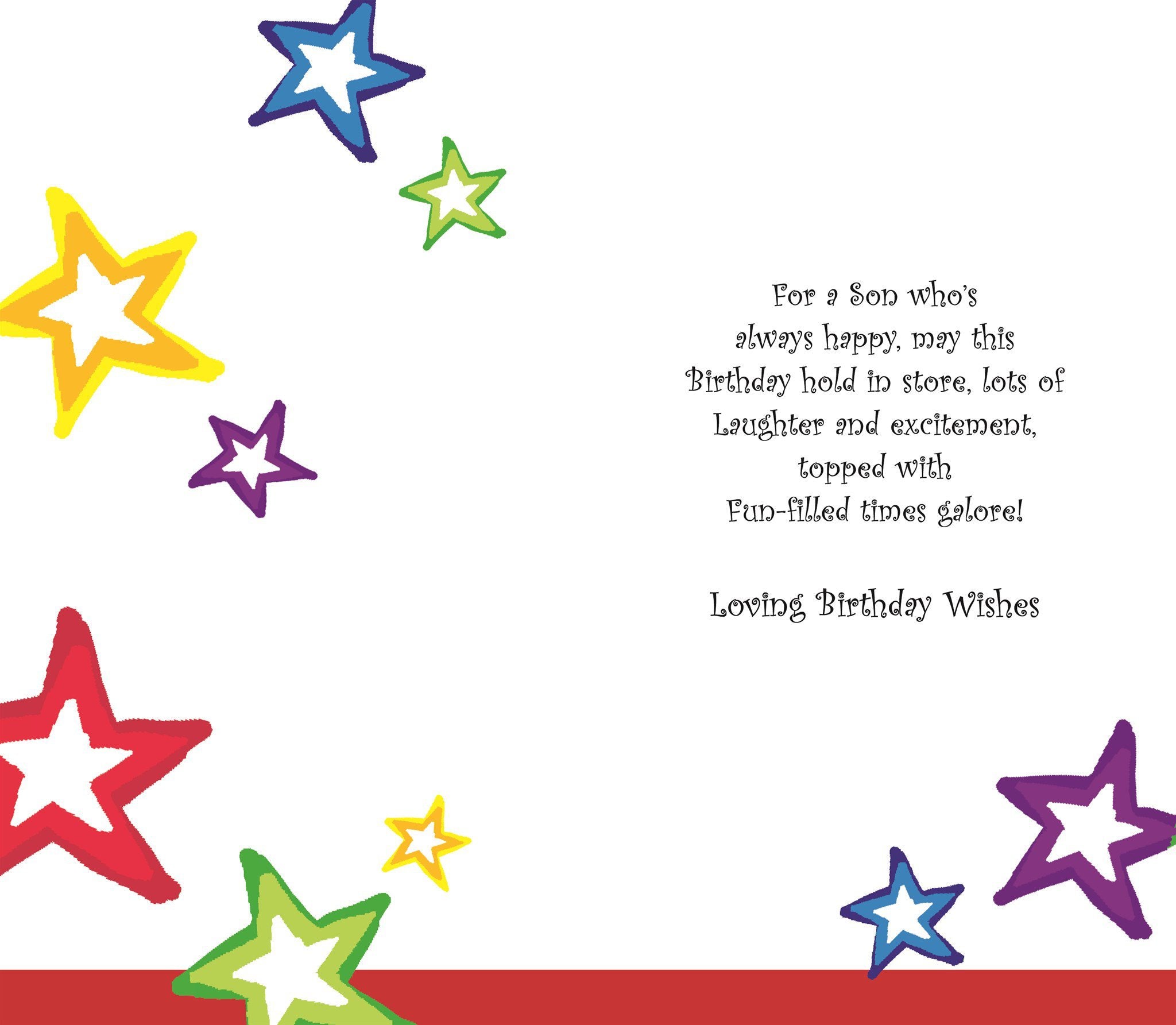 Inside of Son Birthday Tyre Greetings Card