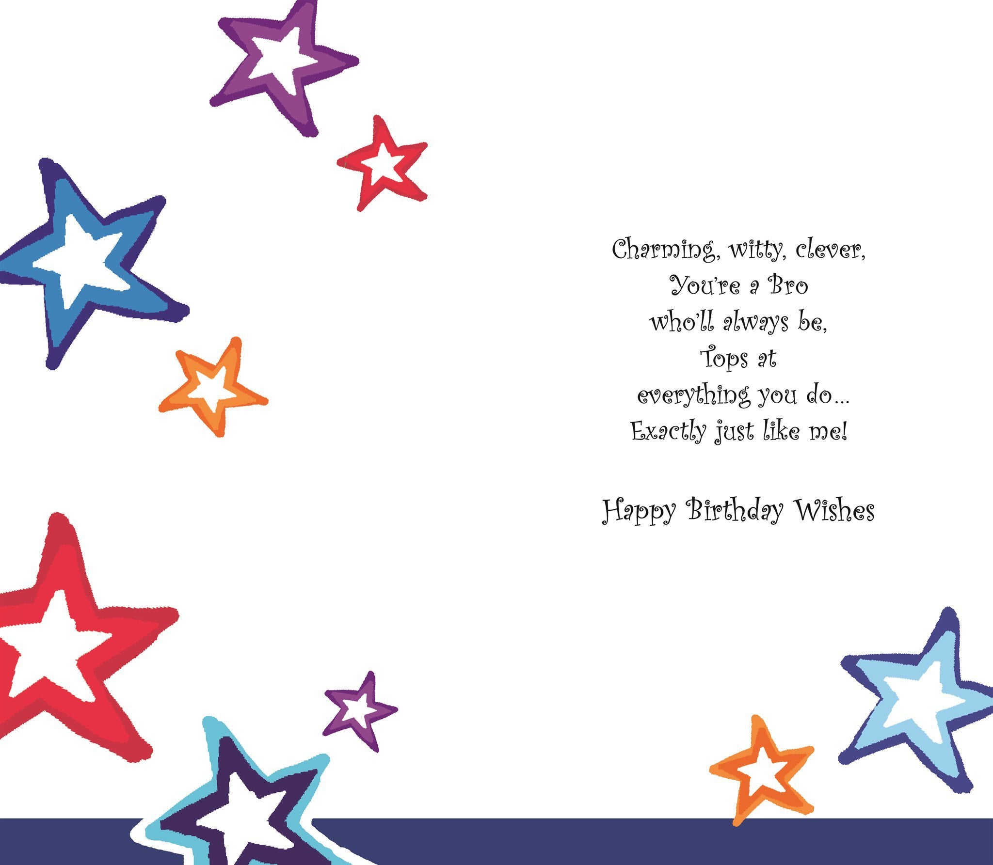 Inside of Brother Birthday Music Greetings Card