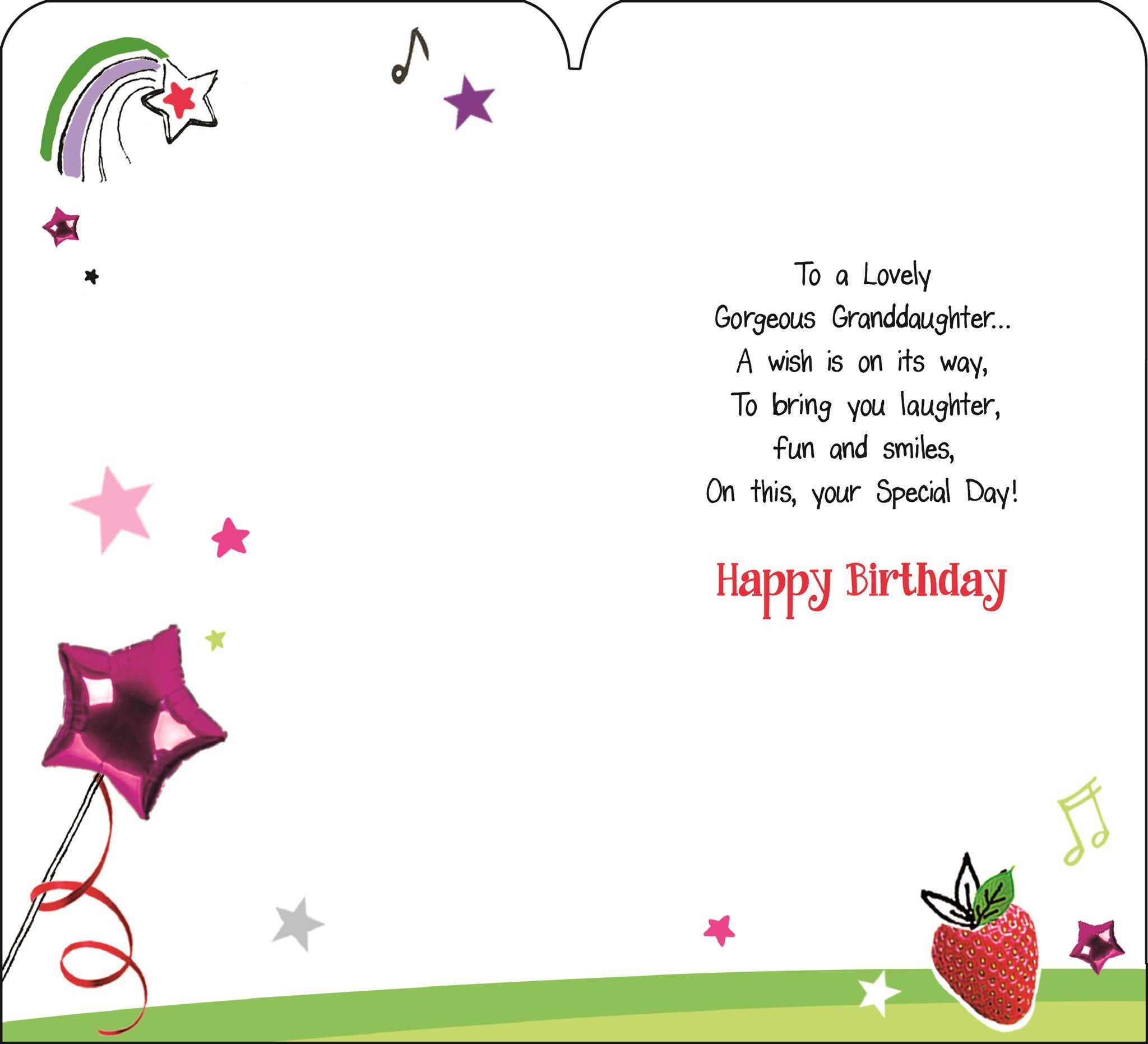 Inside of Granddaughter Birthday Unicorn Greetings Card