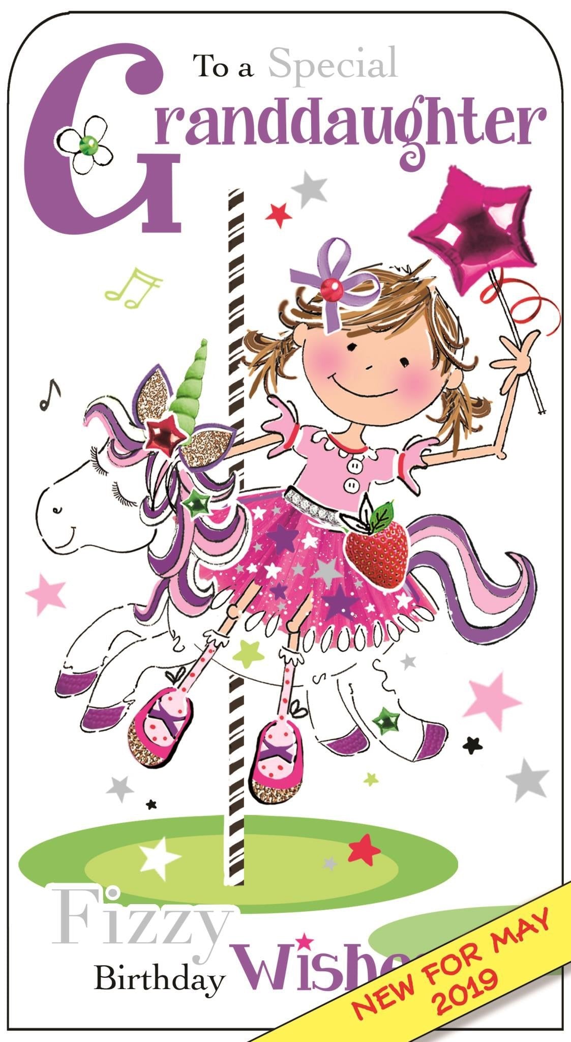 Front of Granddaughter Birthday Unicorn Greetings Card