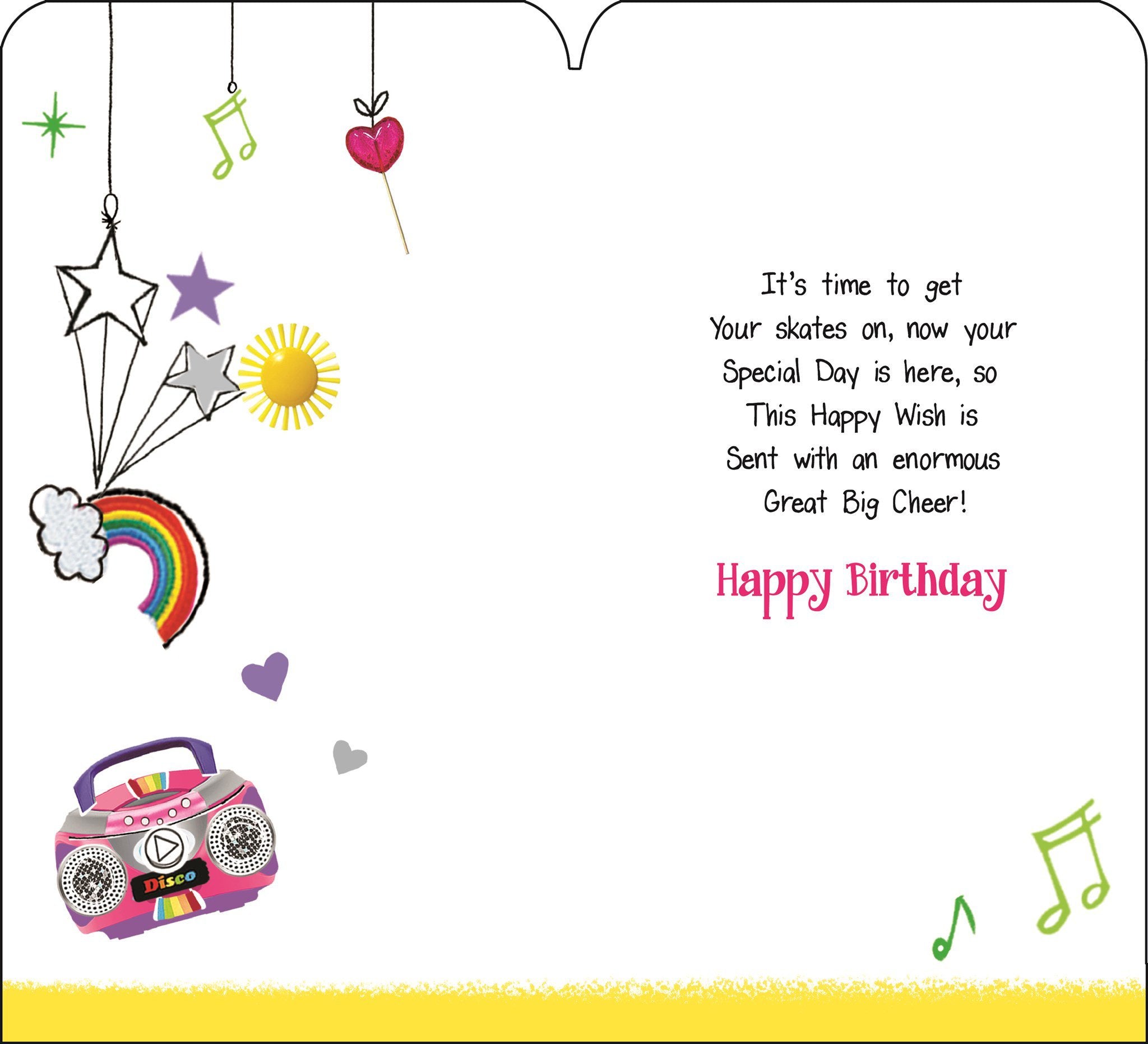 Inside of Cousin Birthday Sparkly Greetings Card