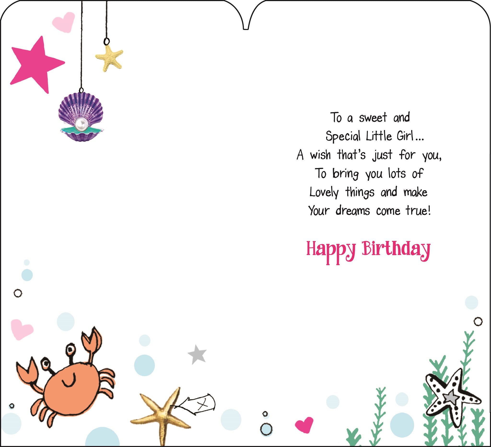 Inside of Special Little Girl Birthday  Greetings Card