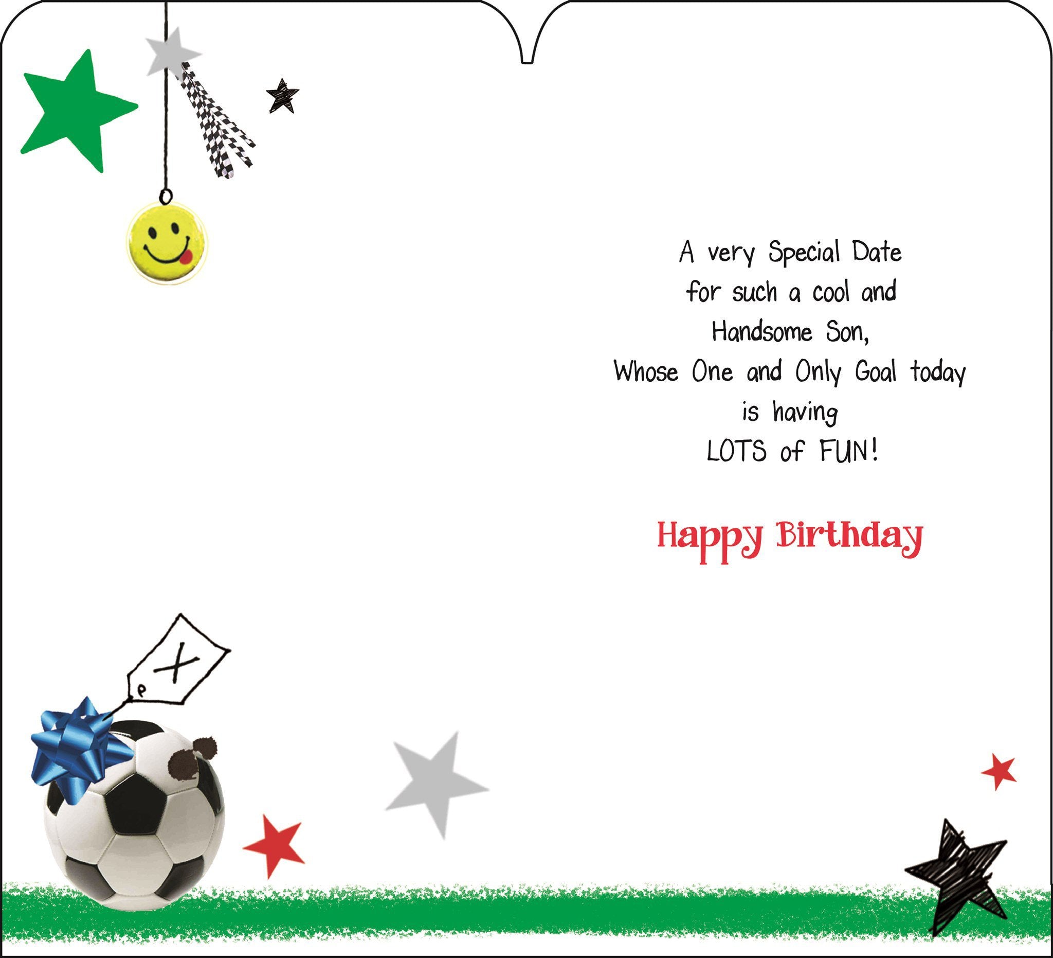 Inside of Son Birthday Goal Greetings Card
