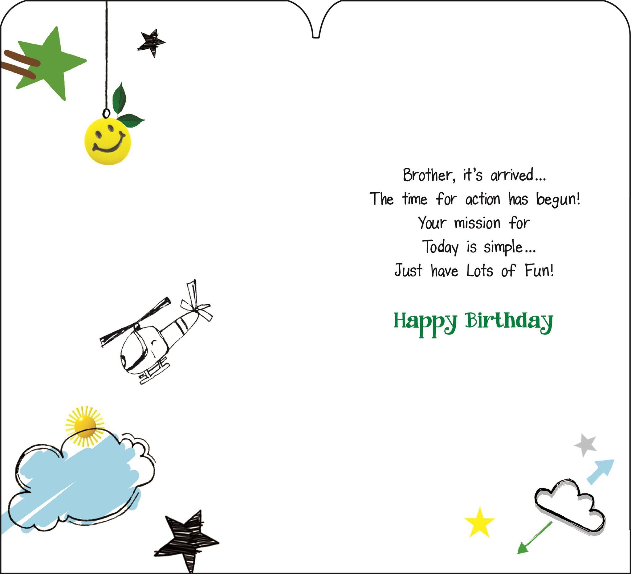 Inside of Brother Birthday Skydiver Greetings Card
