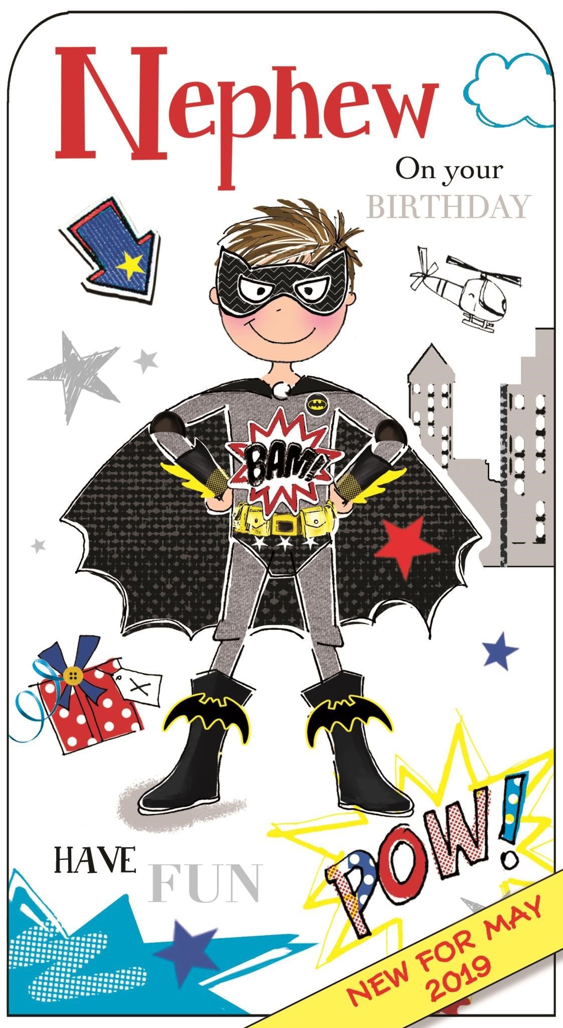 Front of Nephew Birthday Superhero Greetings Card