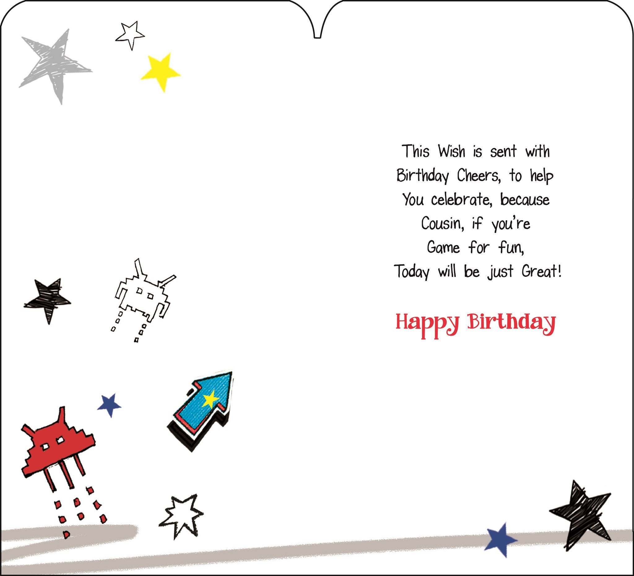Inside of Cousin Birthday Gamer Greetings Card