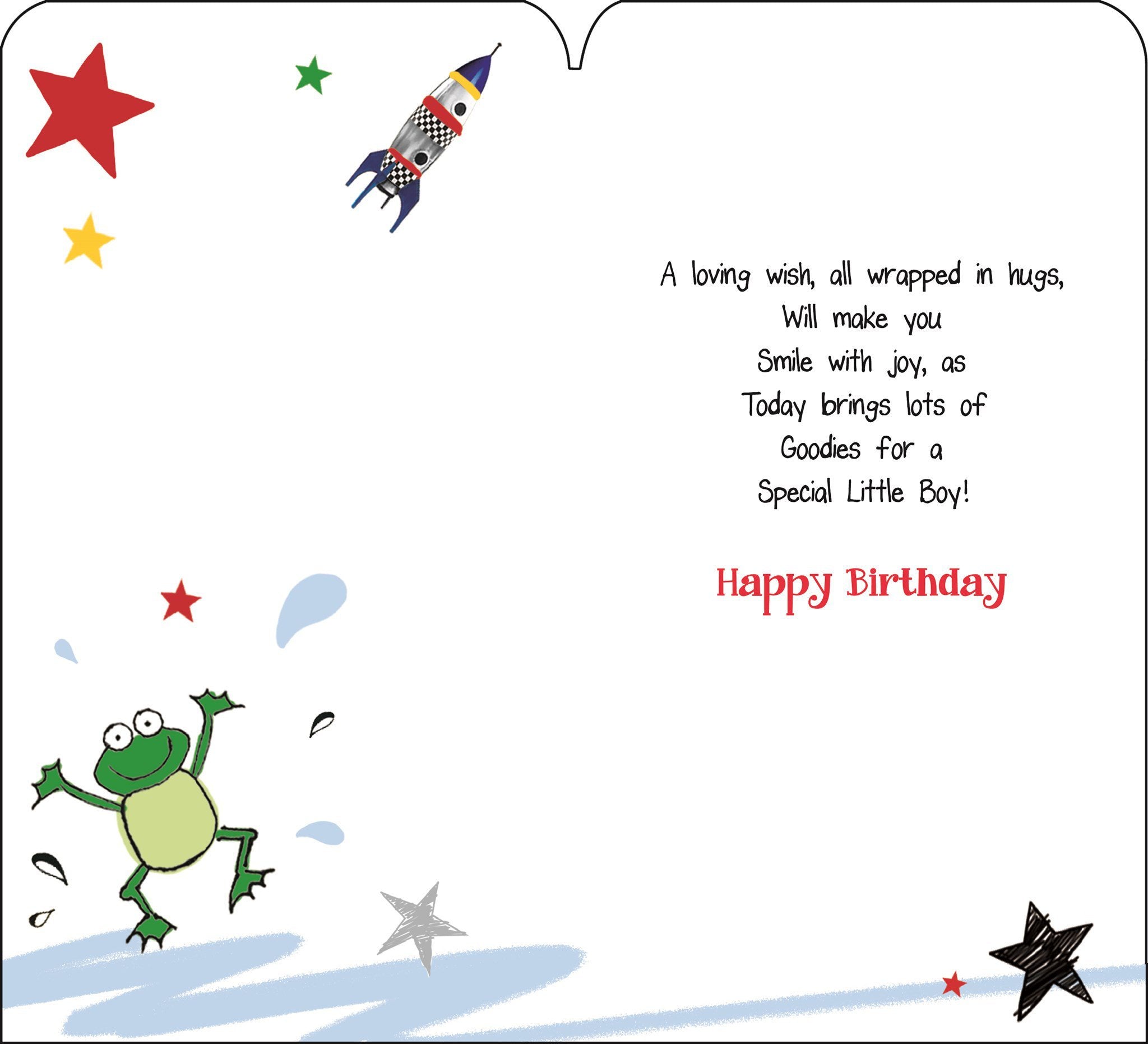 Inside of Special Little Boy Birthday  Greetings Card