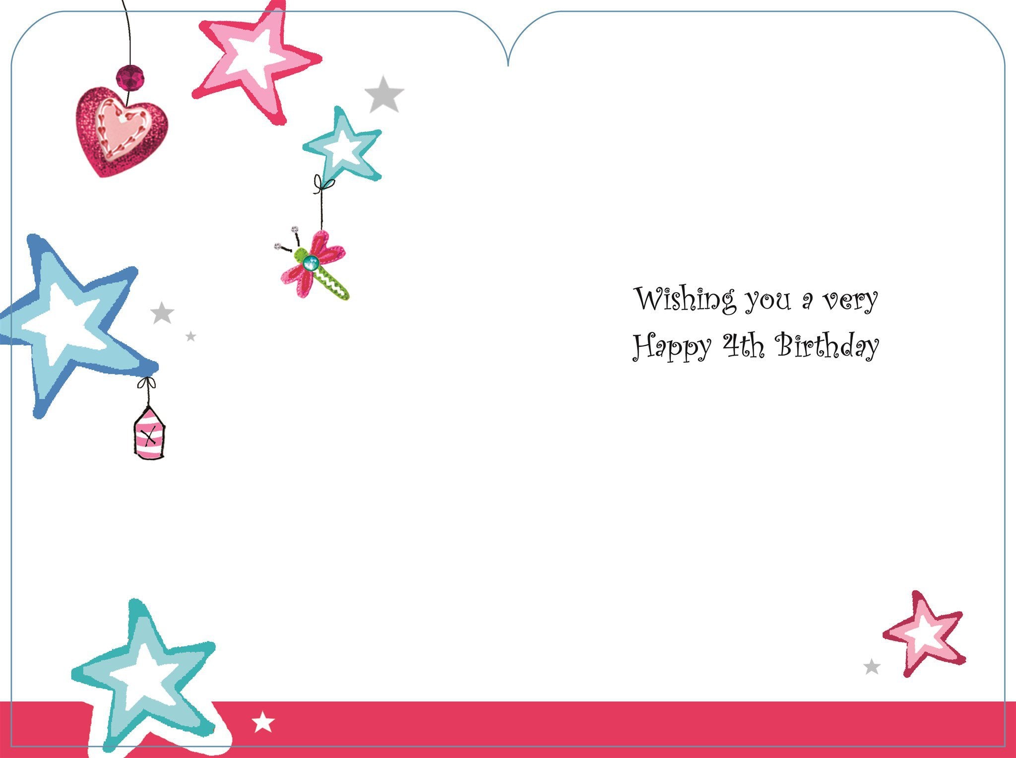 Inside of 4th Birthday Fairy Greetings Card