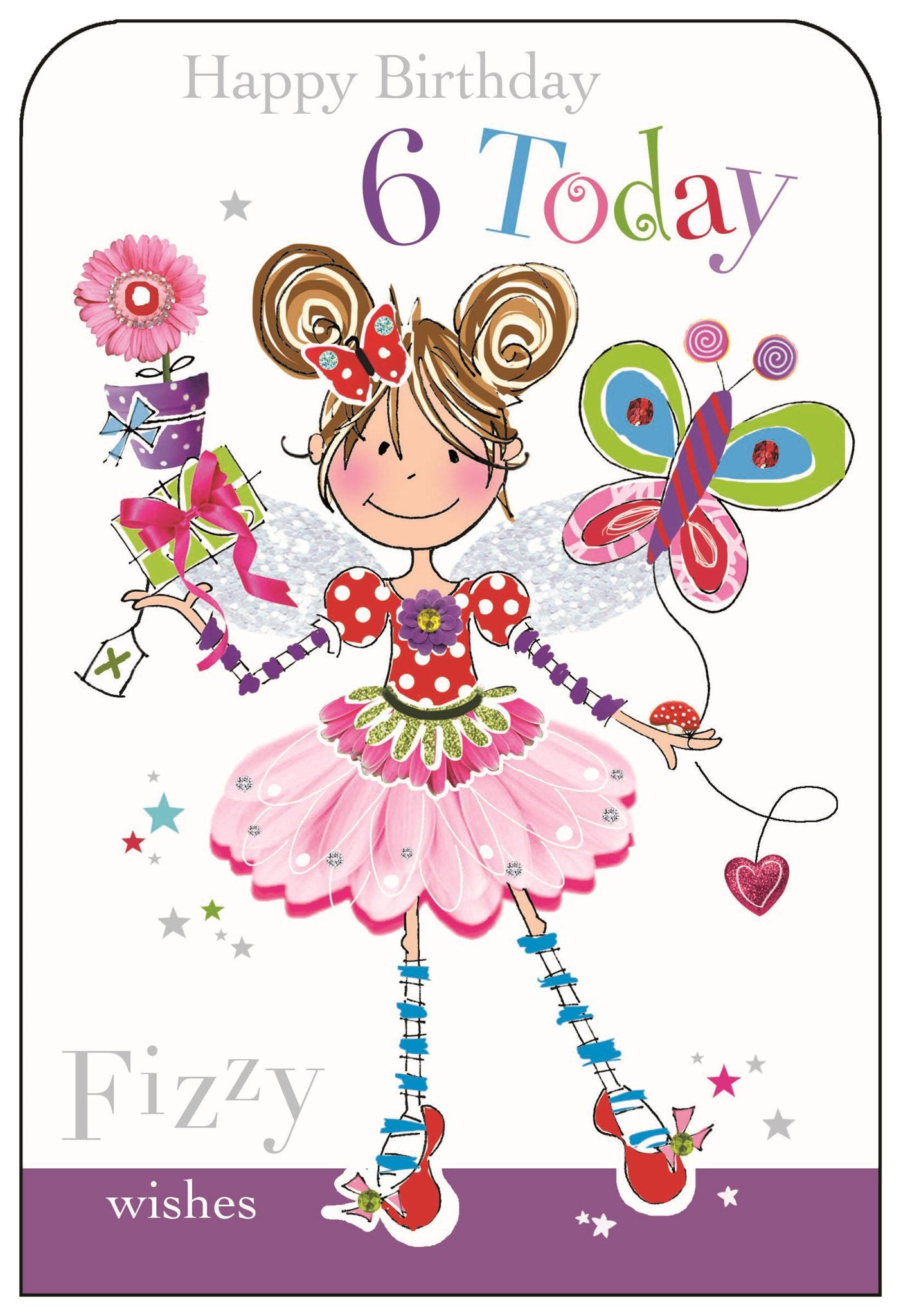 Front of 6th Birthday Fairiy Greetings Card