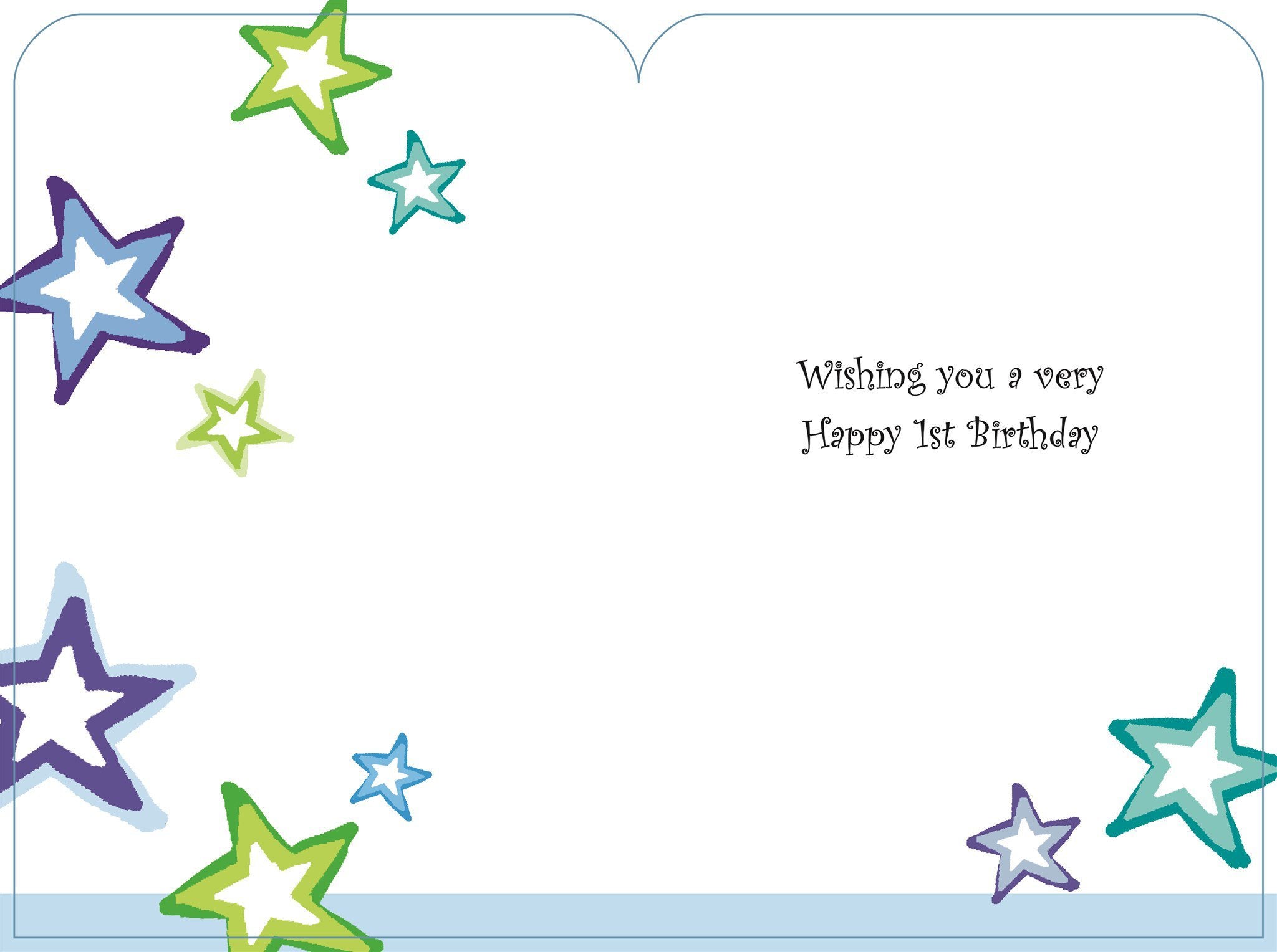 Inside of 1st Birthday Teddy Greetings Card