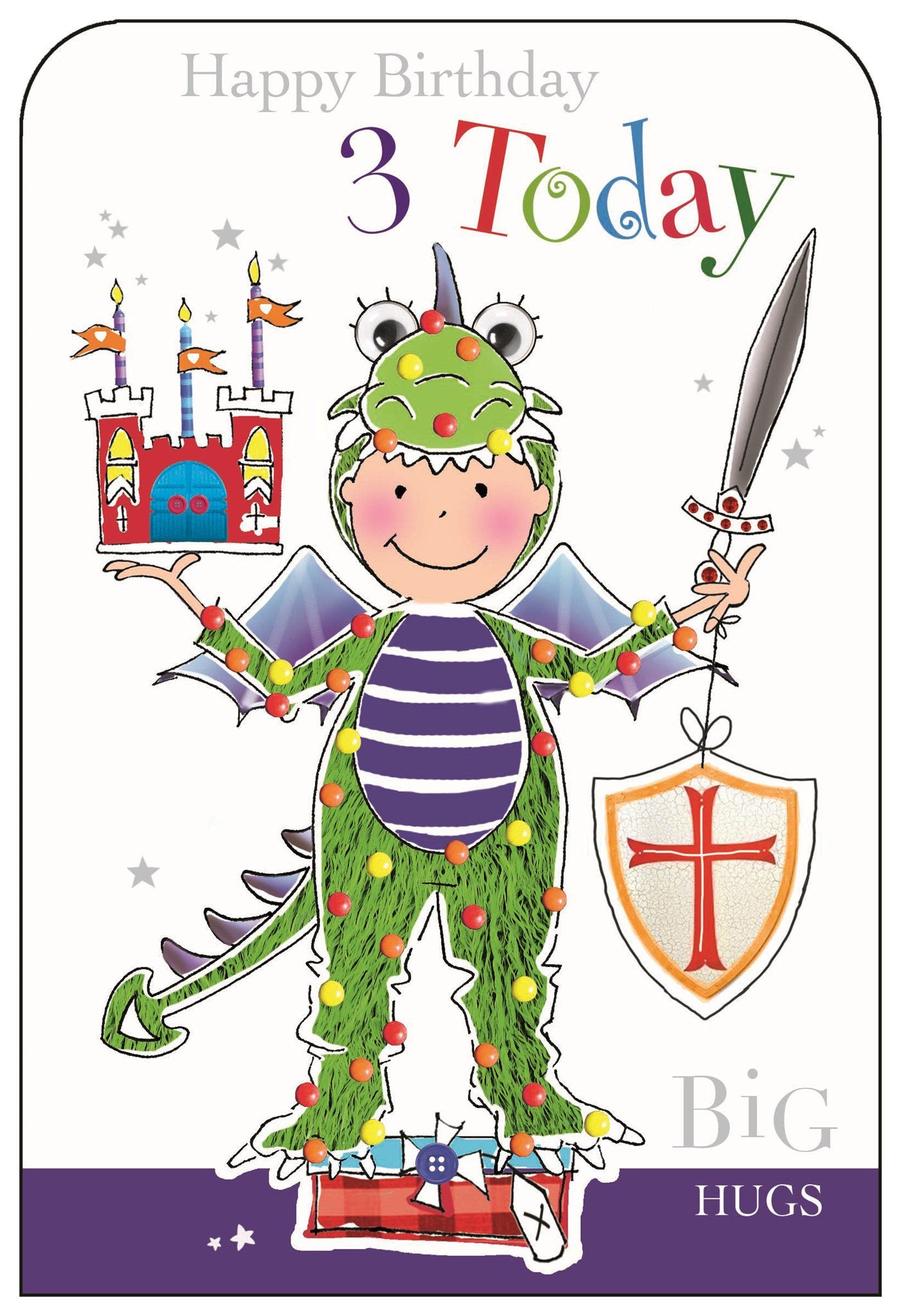 Front of 3rd Birthday Dragon Greetings Card