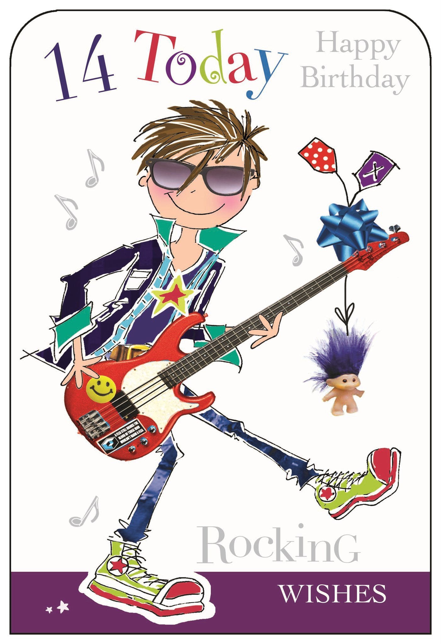 Front of 14th Birthday Rockstar Greetings Card