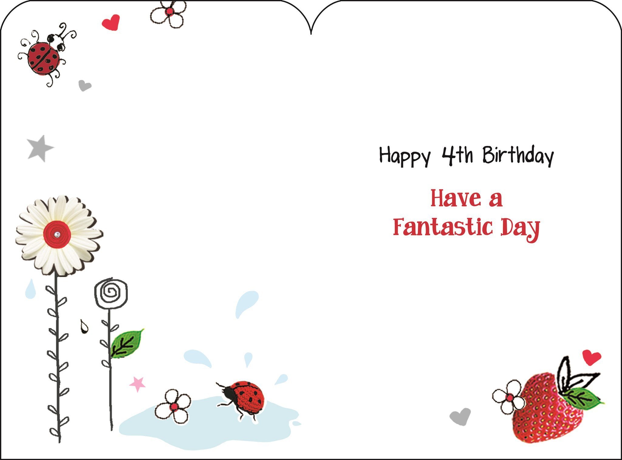 Inside of 4th Birthday Gardening Greetings Card