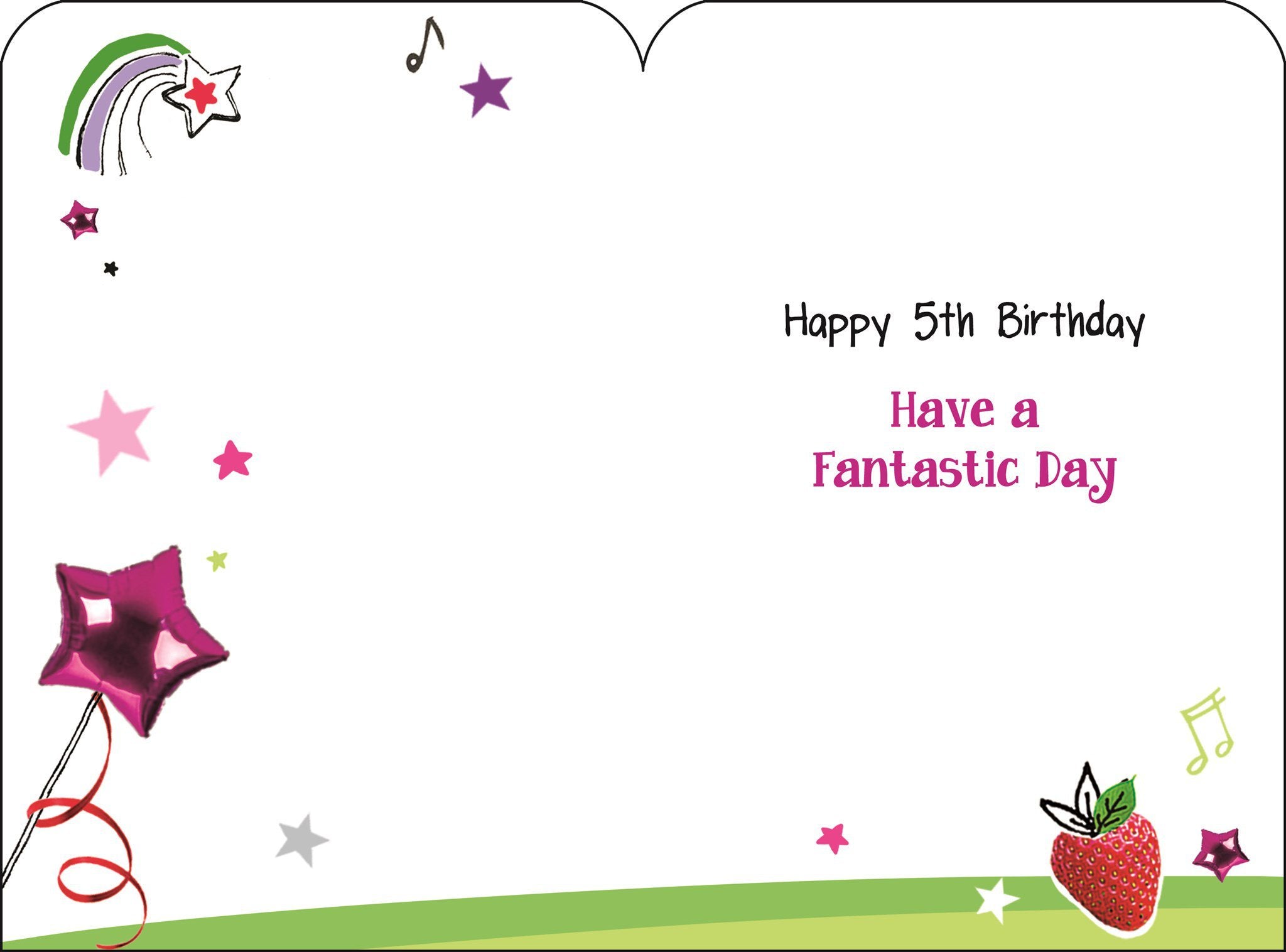 Inside of 5th Birthday Unicorn Greetings Card