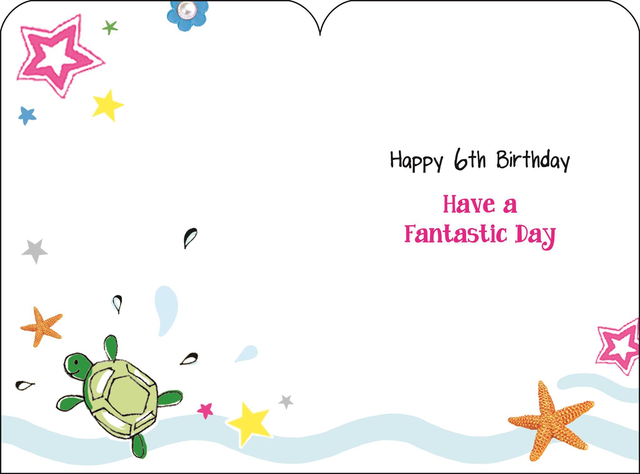 Inside of 6th Birthday Swimming Greetings Card