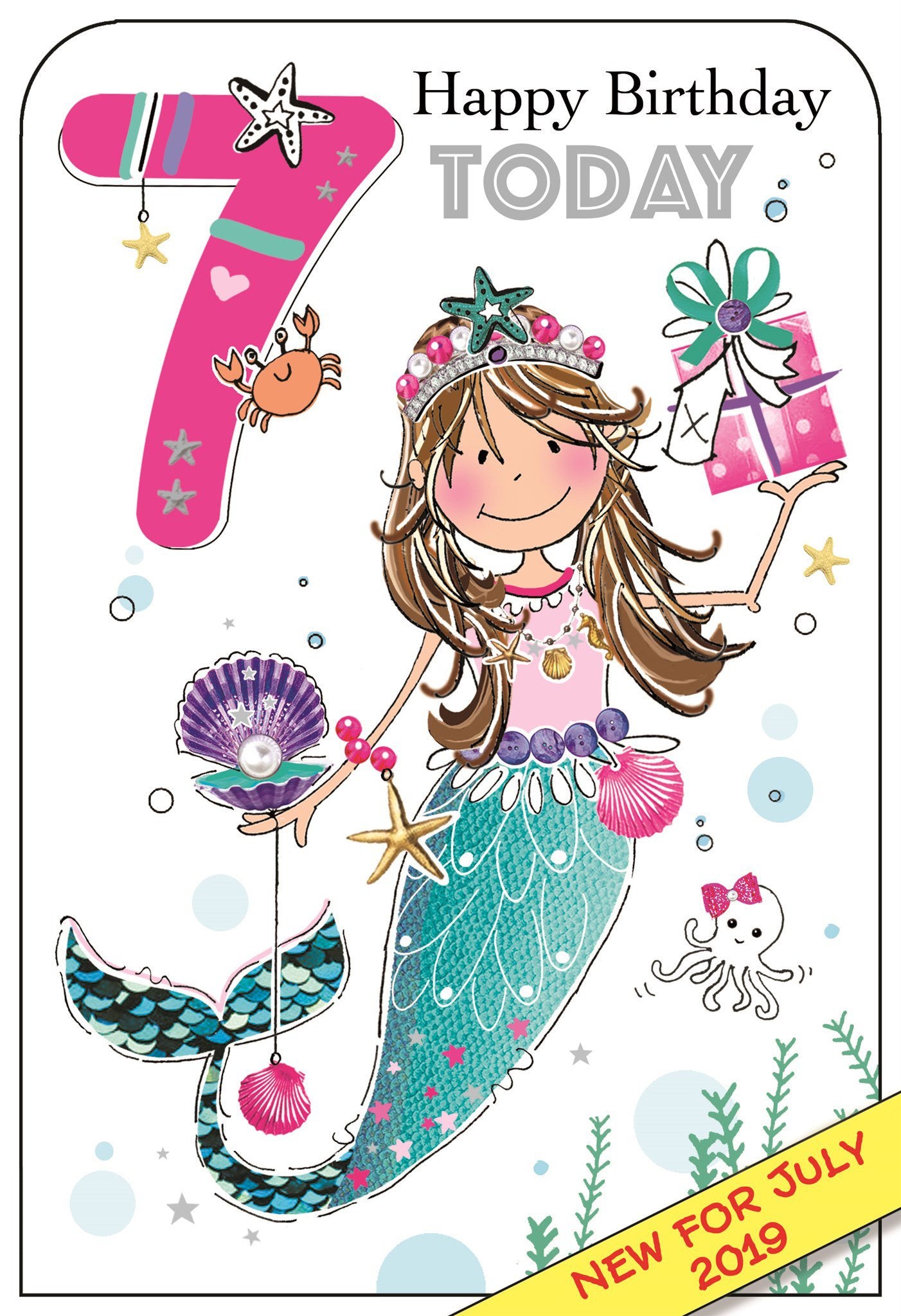 Front of 7th Birthday Mermaid Greetings Card