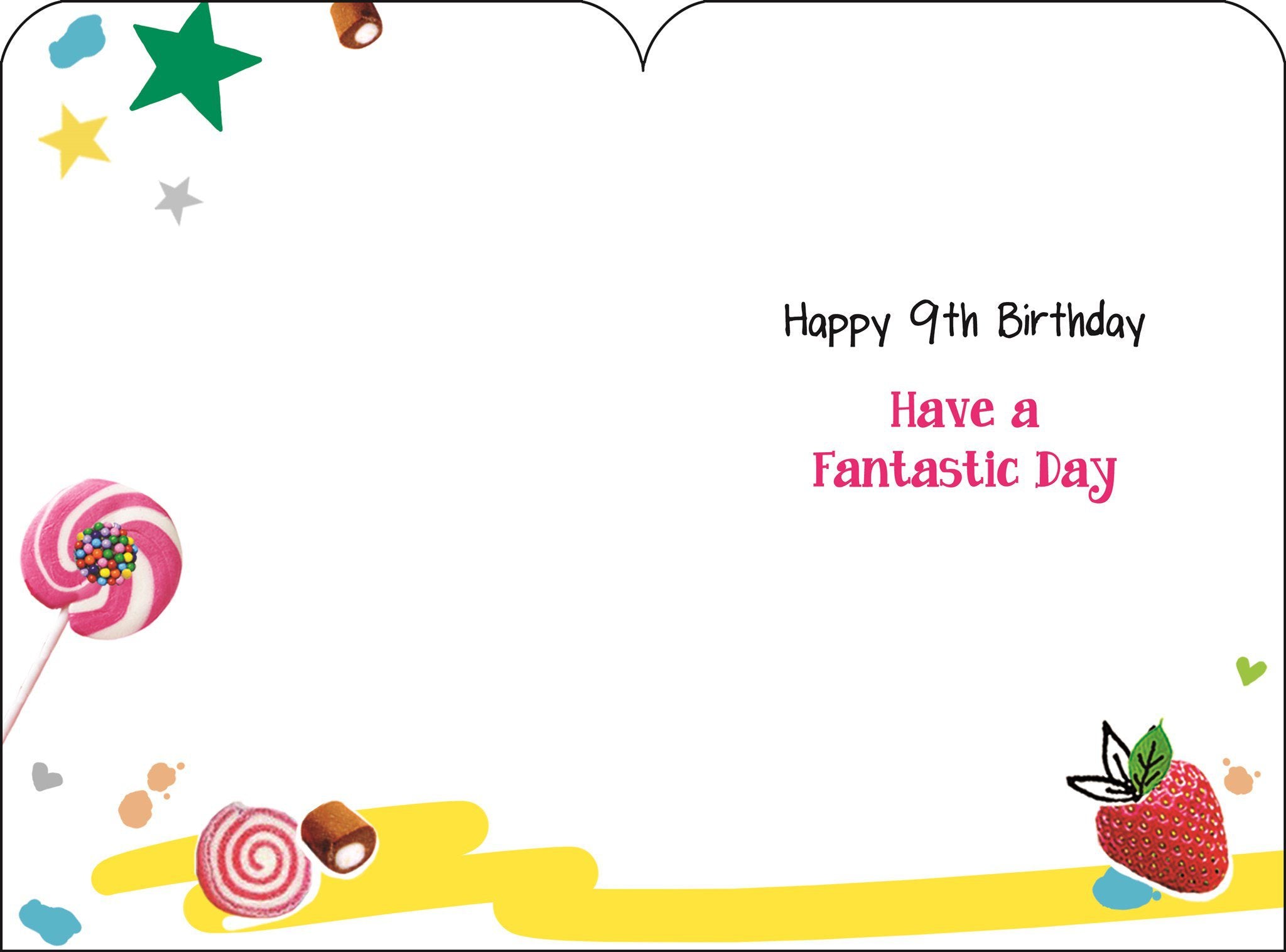 Inside of 9th Birthday Cupcake Greetings Card