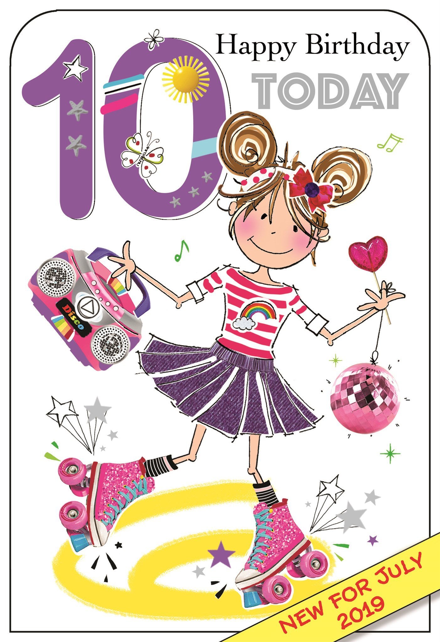 Front of 10th Birthday Rollerskater Greetings Card