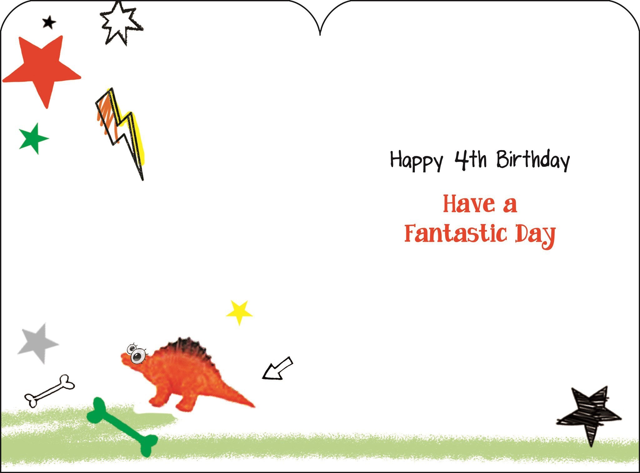 Inside of 4th Birthday Dinosaur Greetings Card