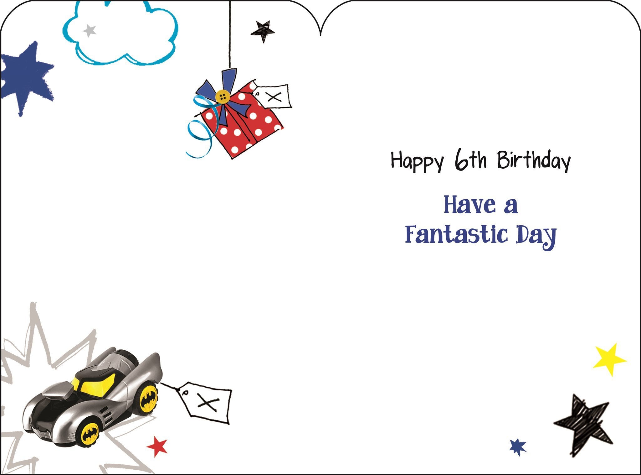 Inside of 6th Birthday Superhero Greetings Card