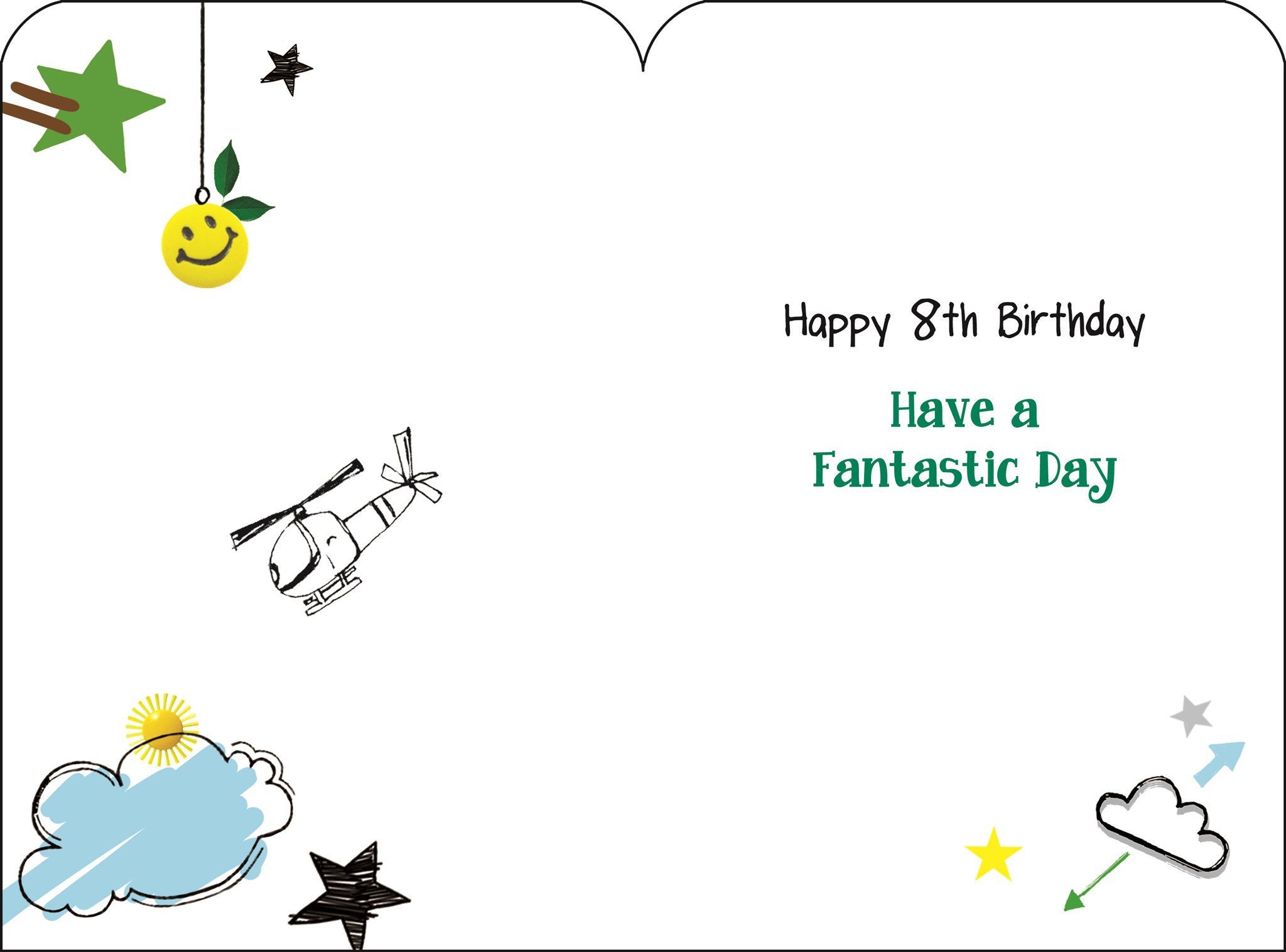 Inside of 8th Birthday Skydiver Greetings Card