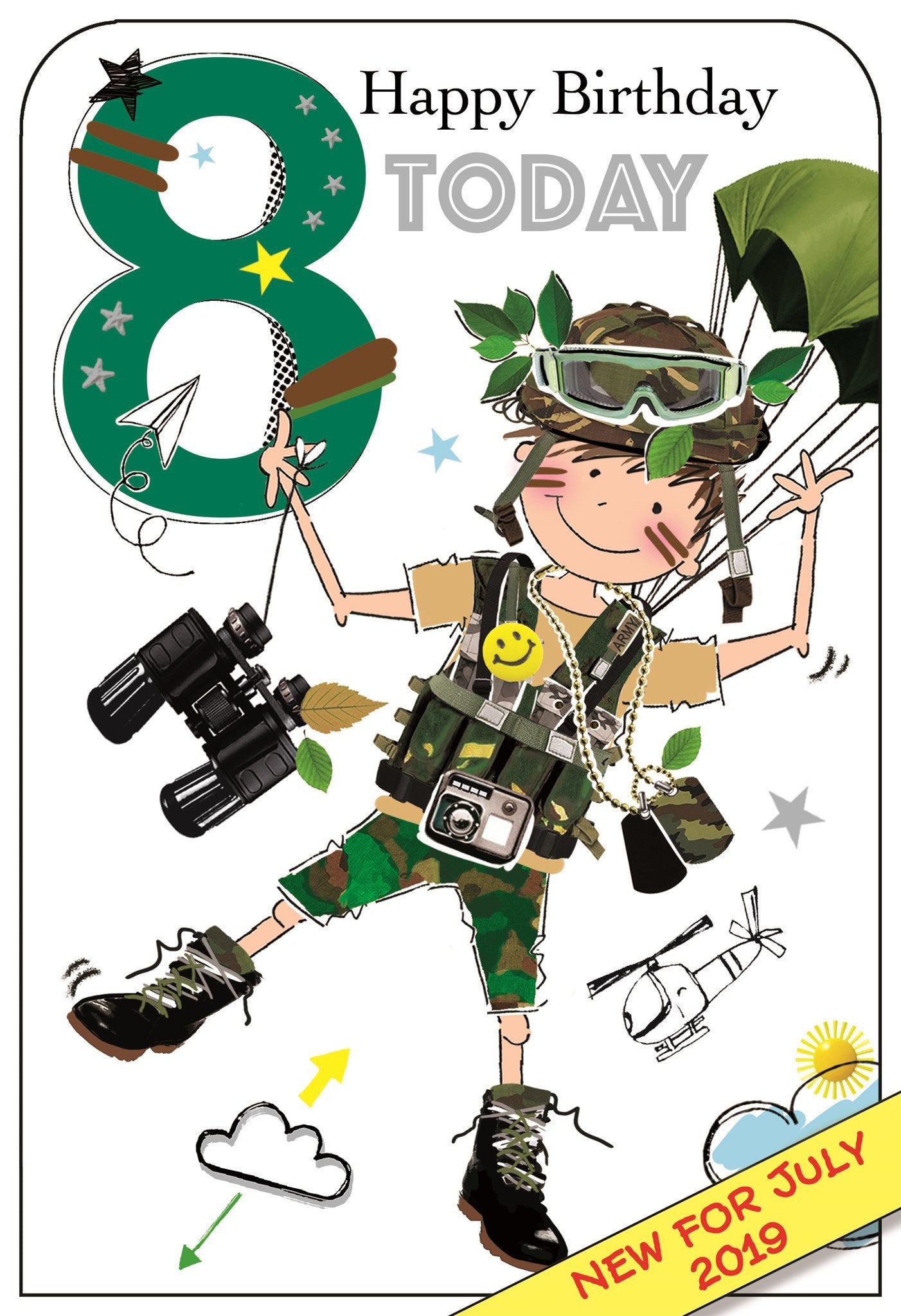 Front of 8th Birthday Skydiver Greetings Card