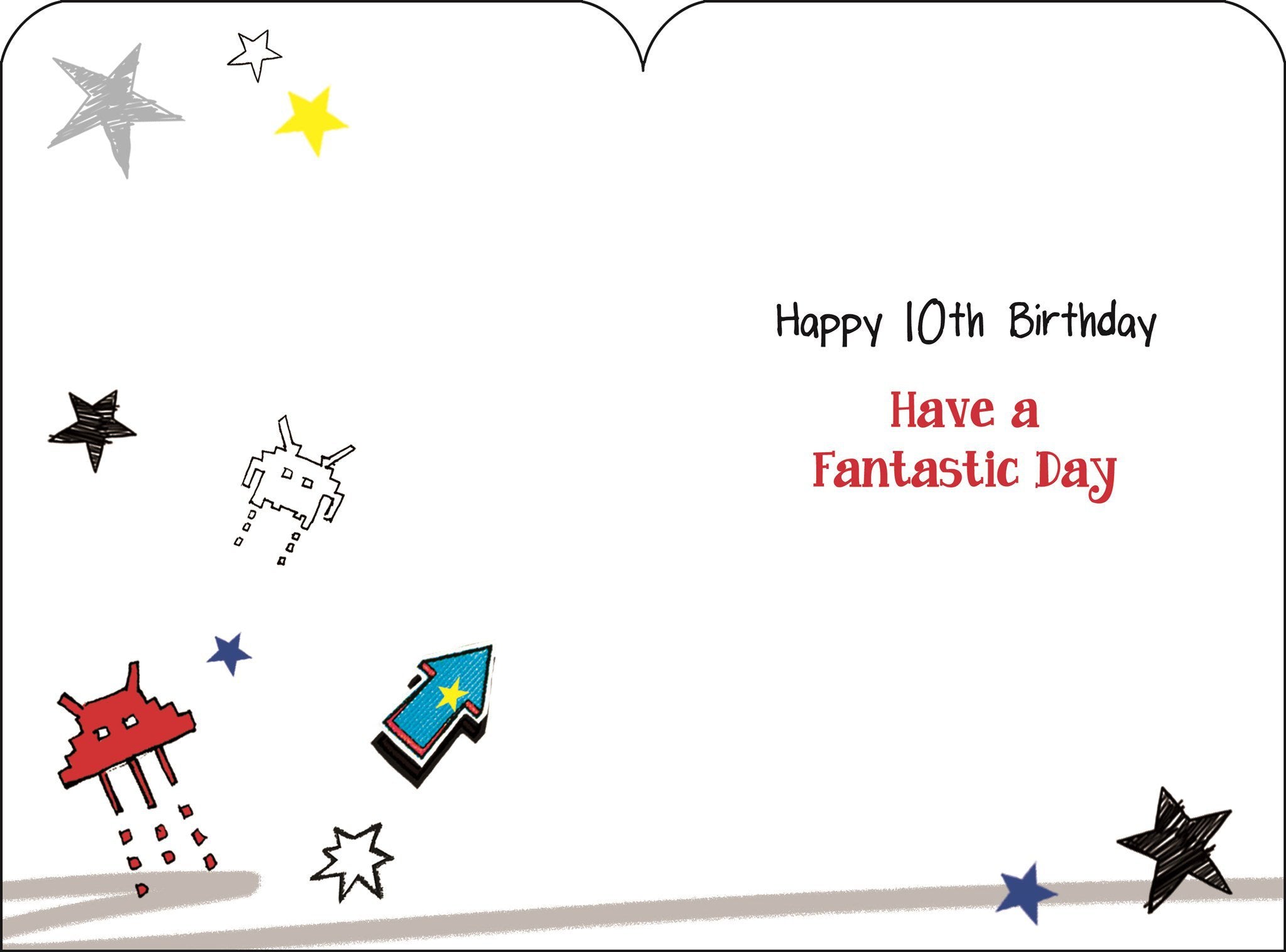 Inside of 10th Birthday Gamer Greetings Card