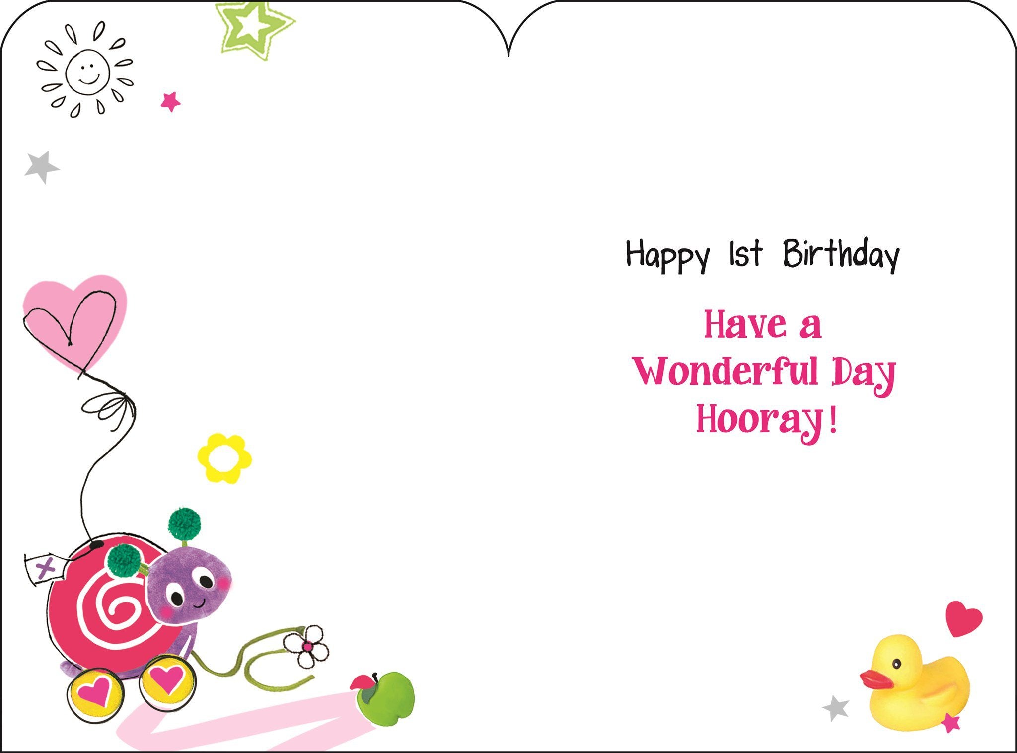 Inside of 1st Birthday Ladybug Greetings Card