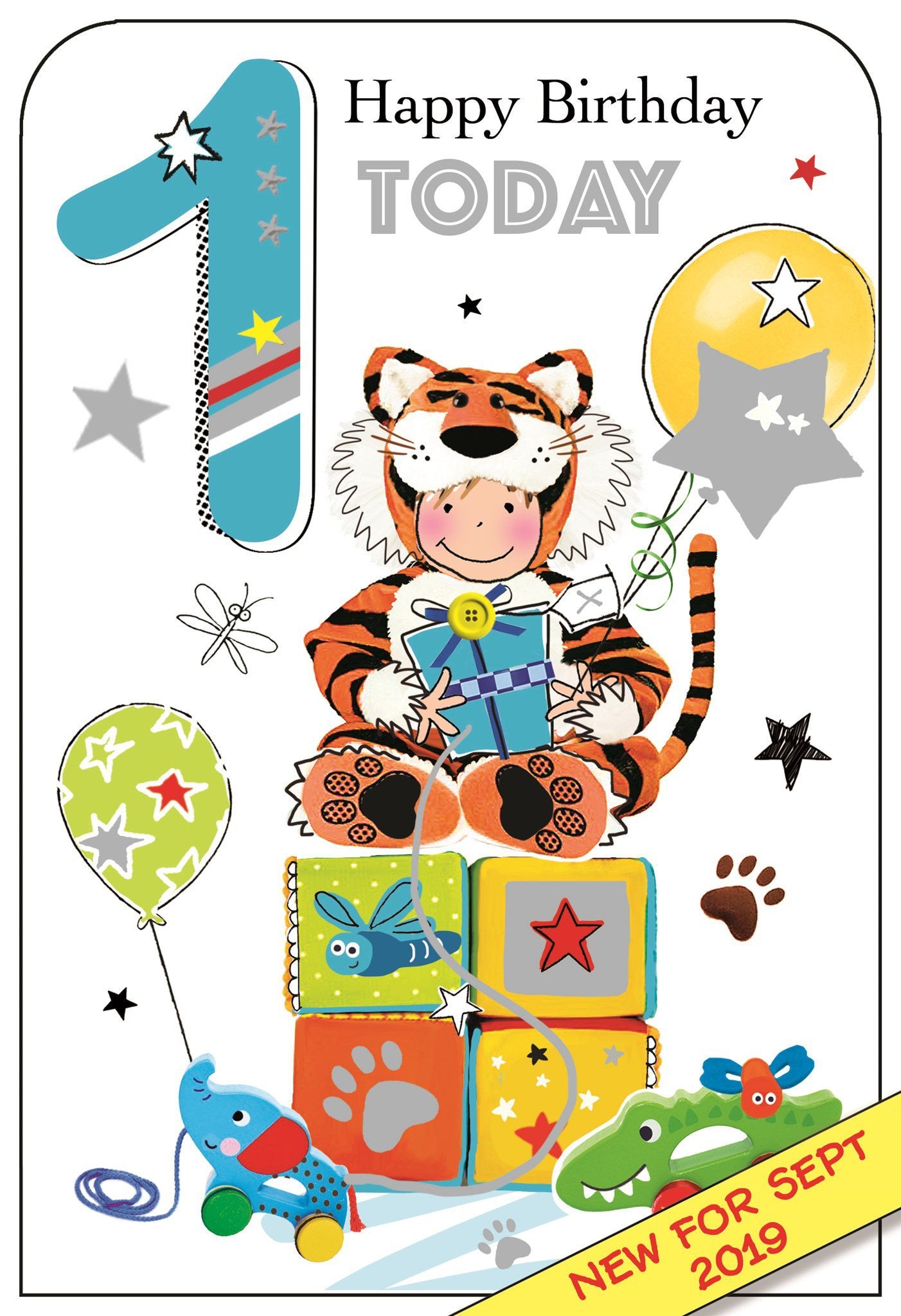Front of 1st Birthday Tiger Greetings Card