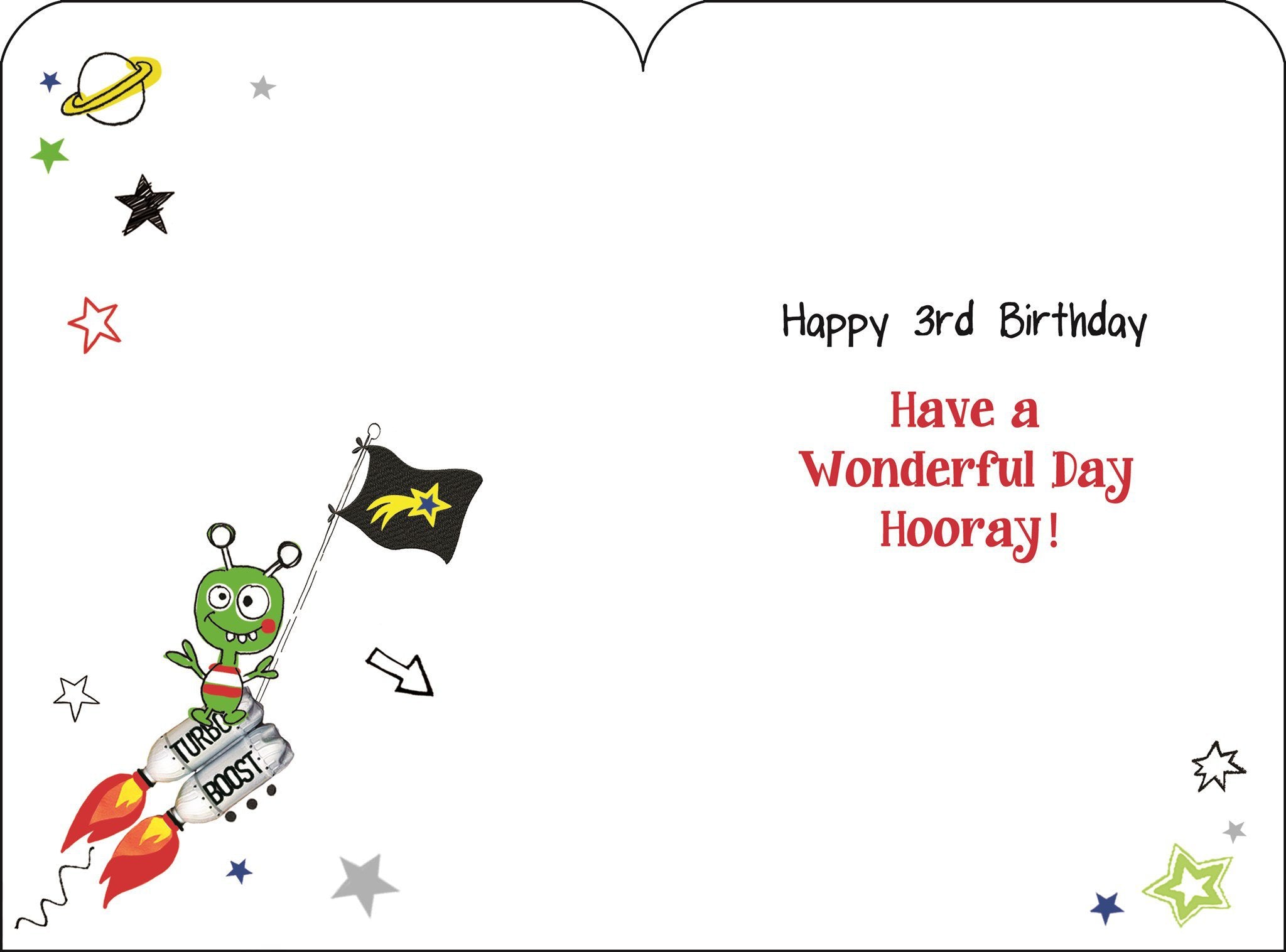 Inside of 3rd Birthday Astronaut Greetings Card