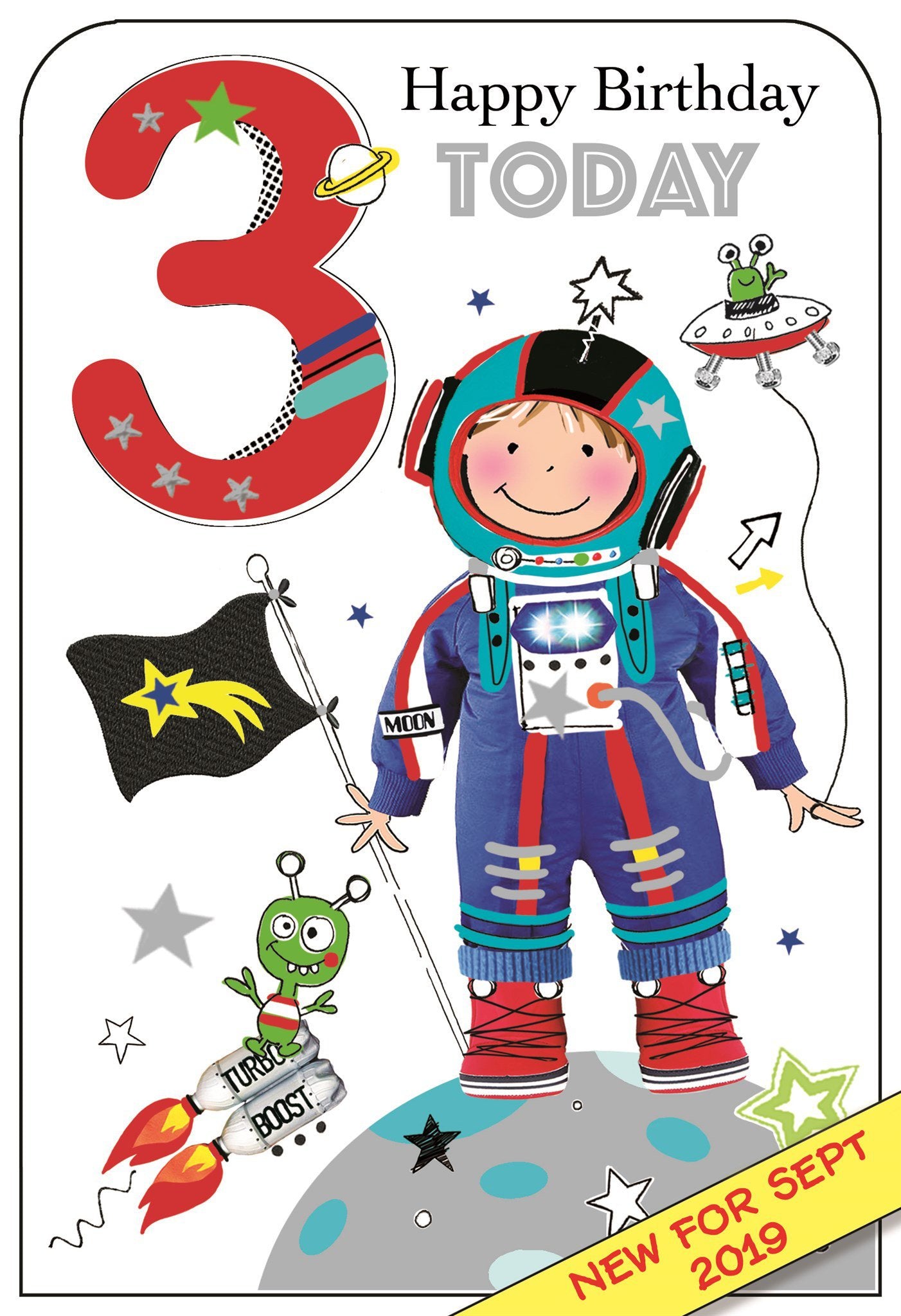 Front of 3rd Birthday Astronaut Greetings Card