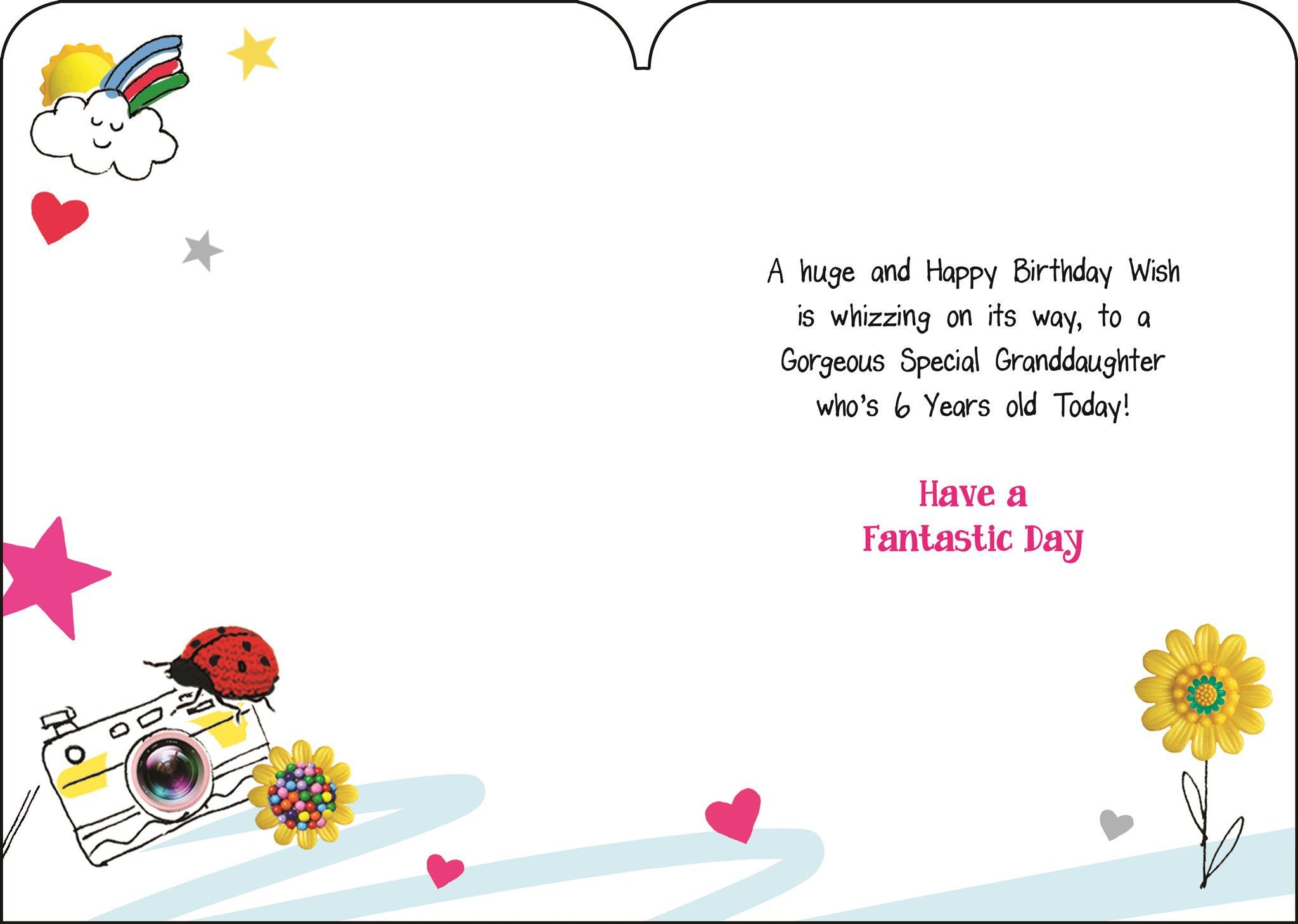 Inside of Granddaughter 6th Birthday Scooter Greetings Card