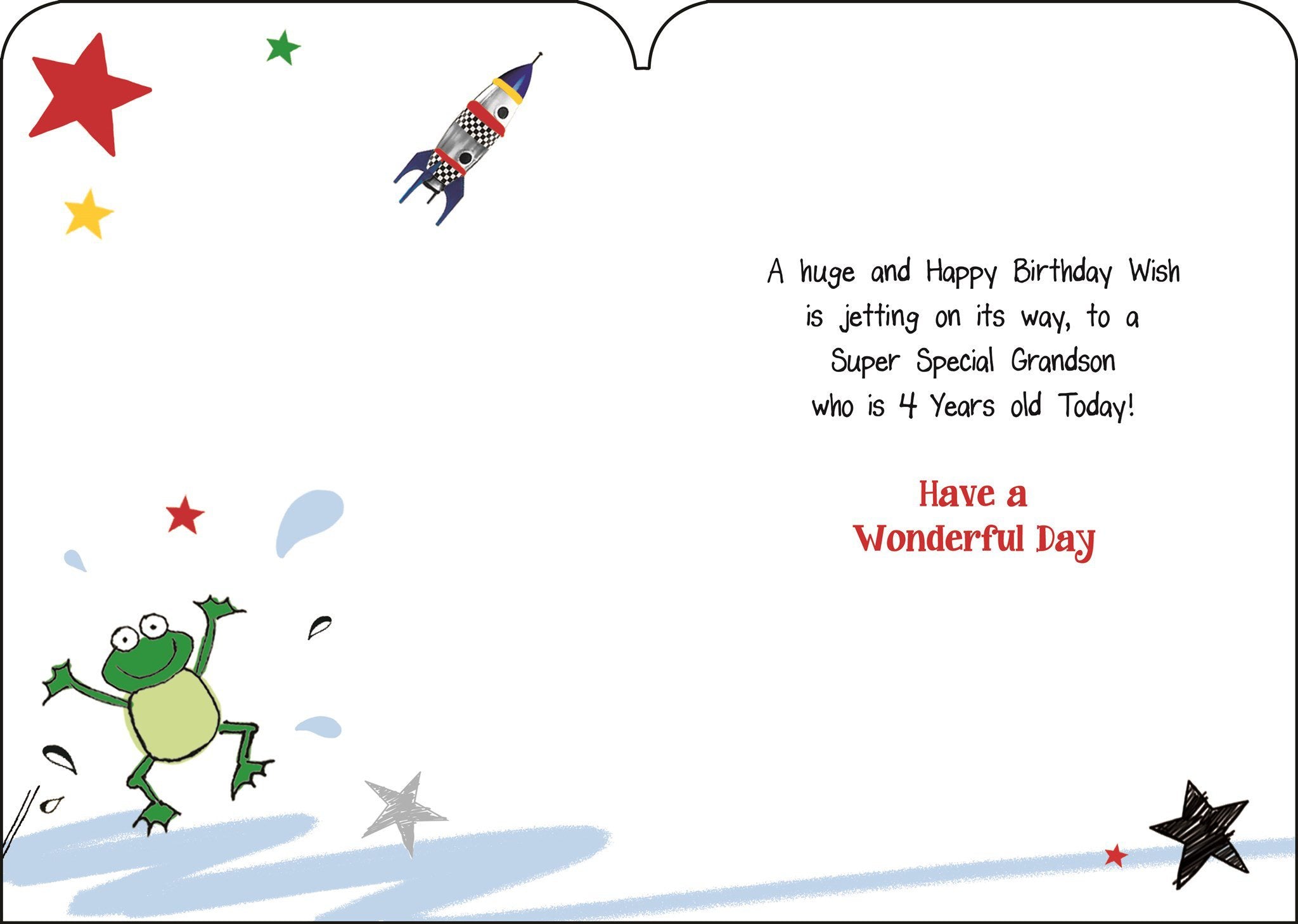 Inside of Grandson 4th Birthday Fireman Greetings Card