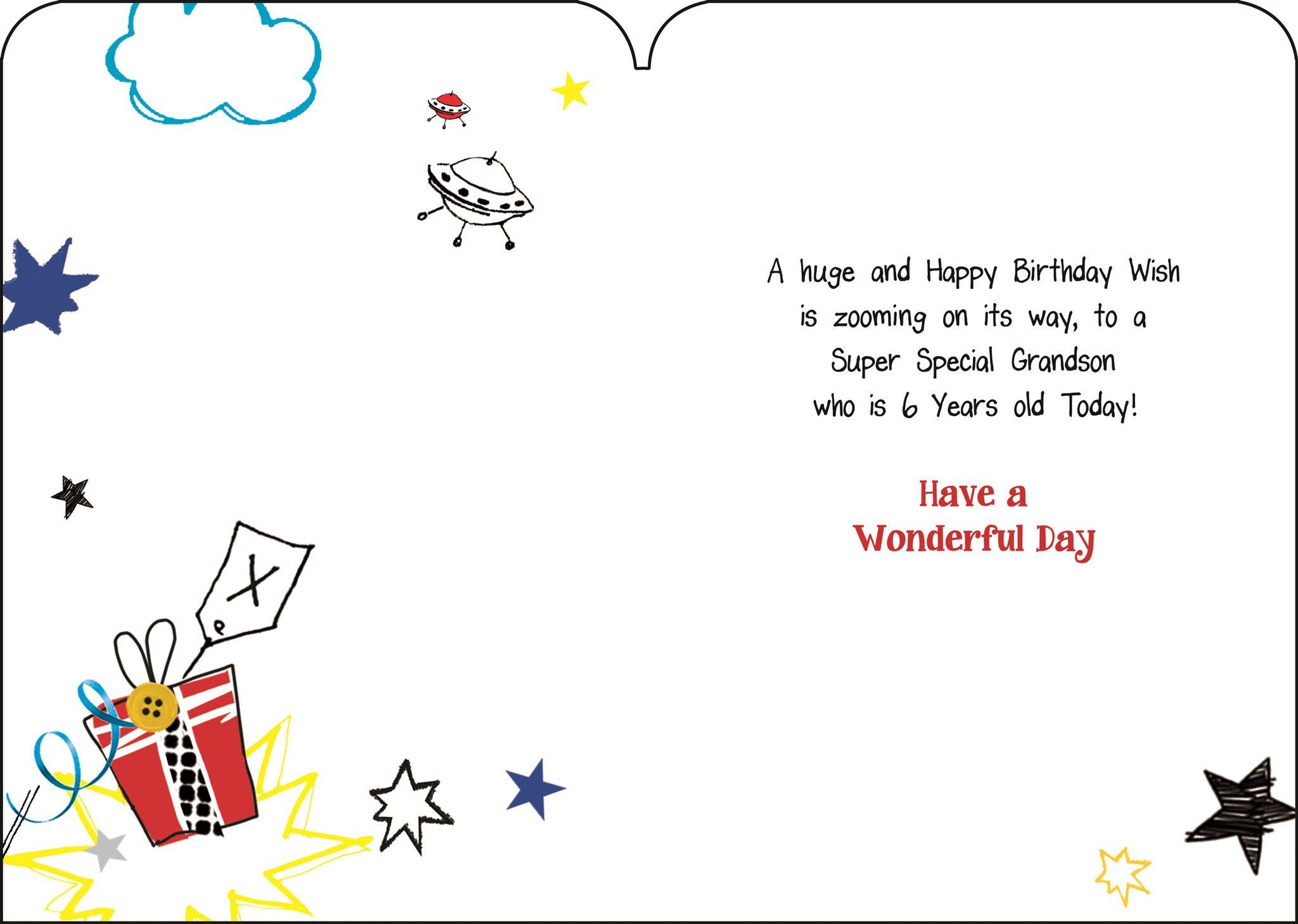 Inside of Grandson 6th Birthday Scooter Greetings Card