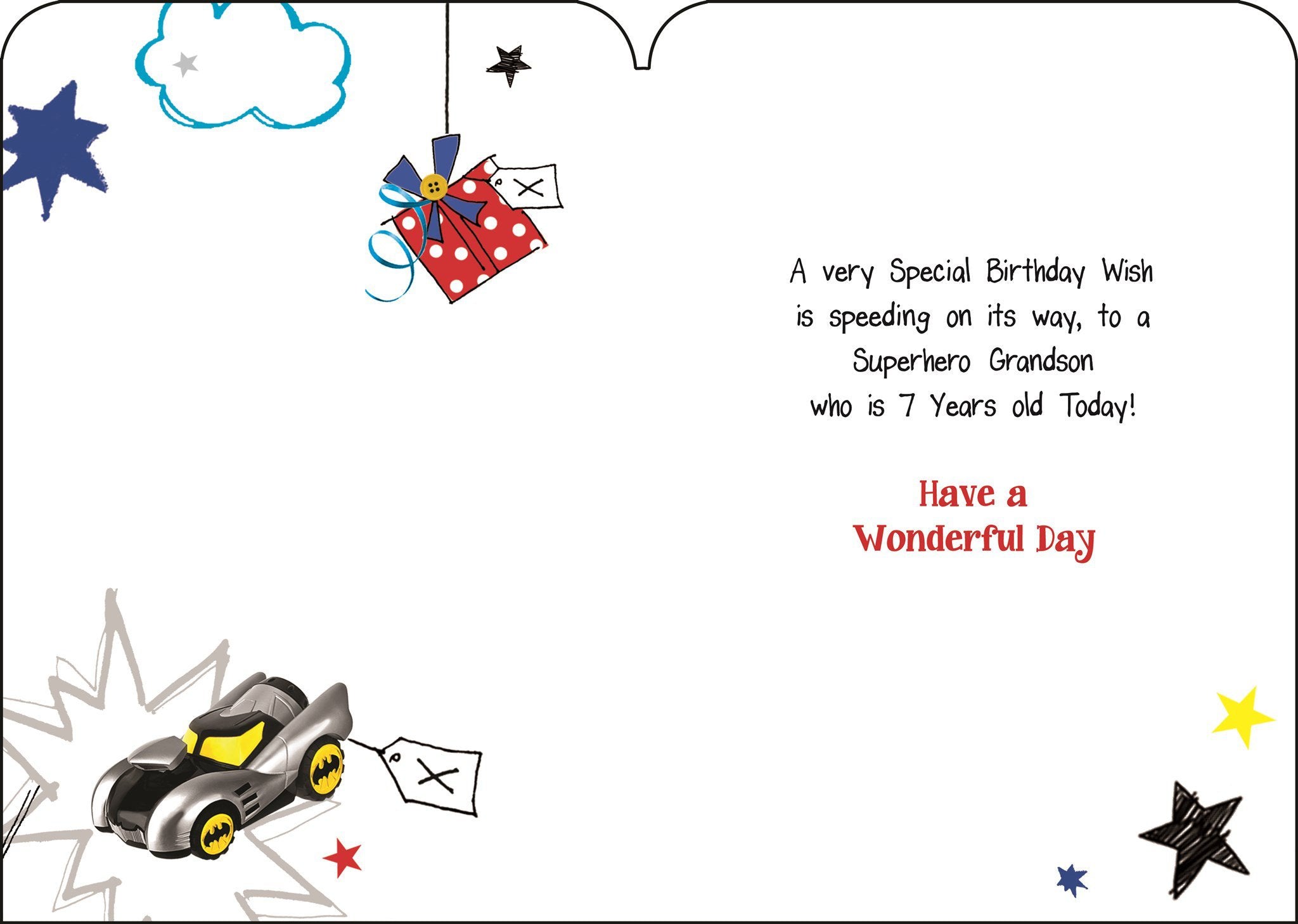 Inside of Grandson 7th Birthday Superhero Greetings Card