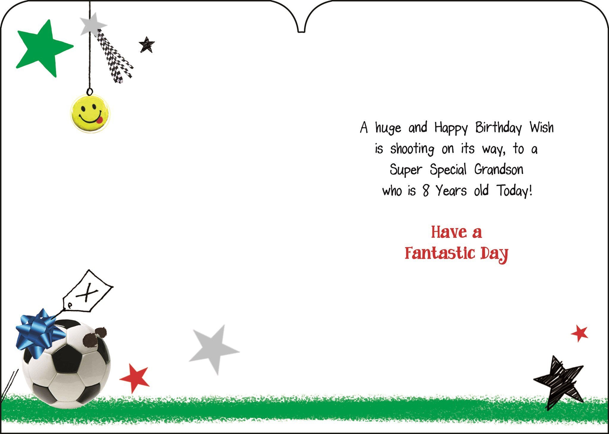 Inside of Grandson 8th Birthday Goal Greetings Card