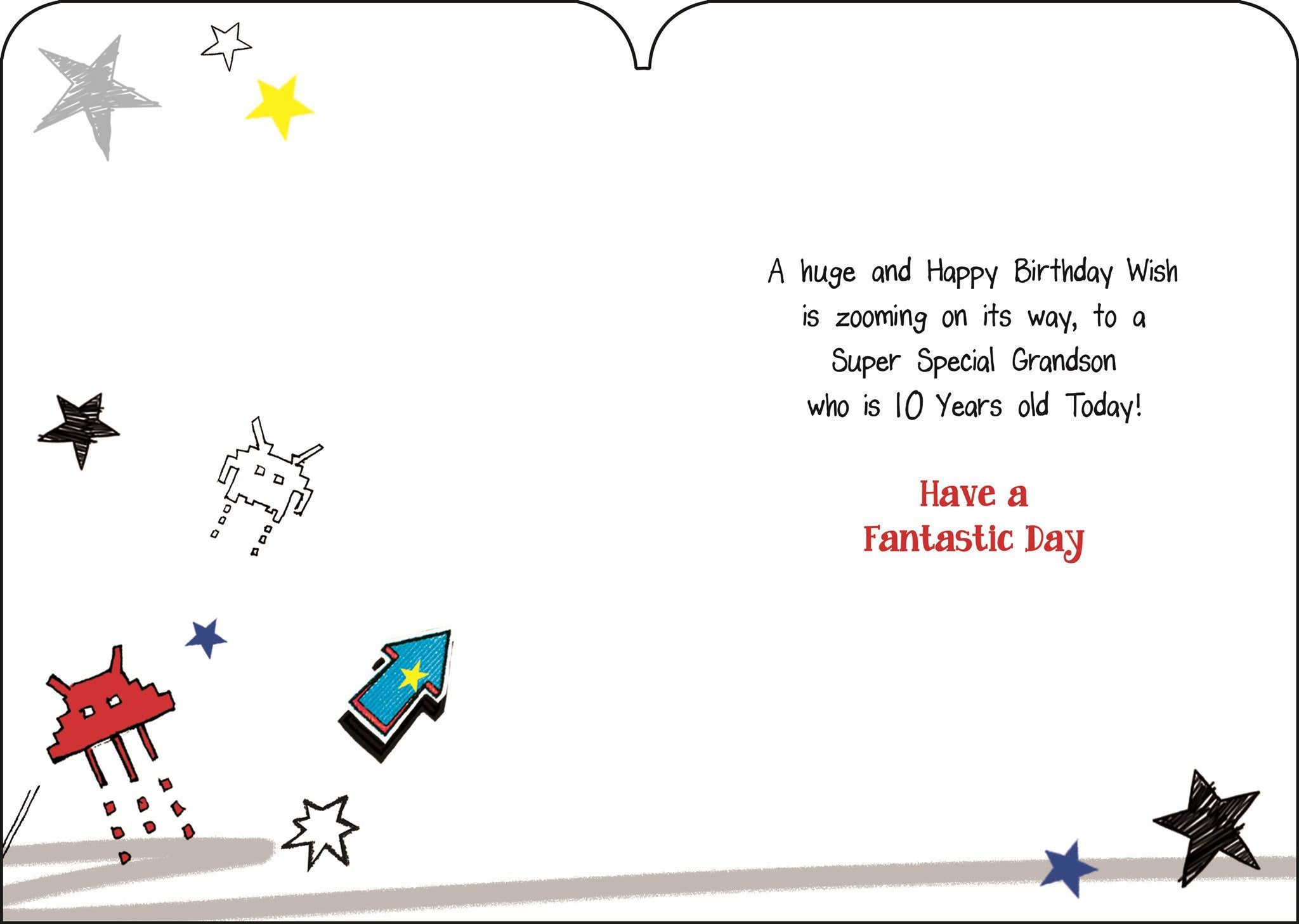 Inside of Grandson 10th Birthday Gamer Greetings Card