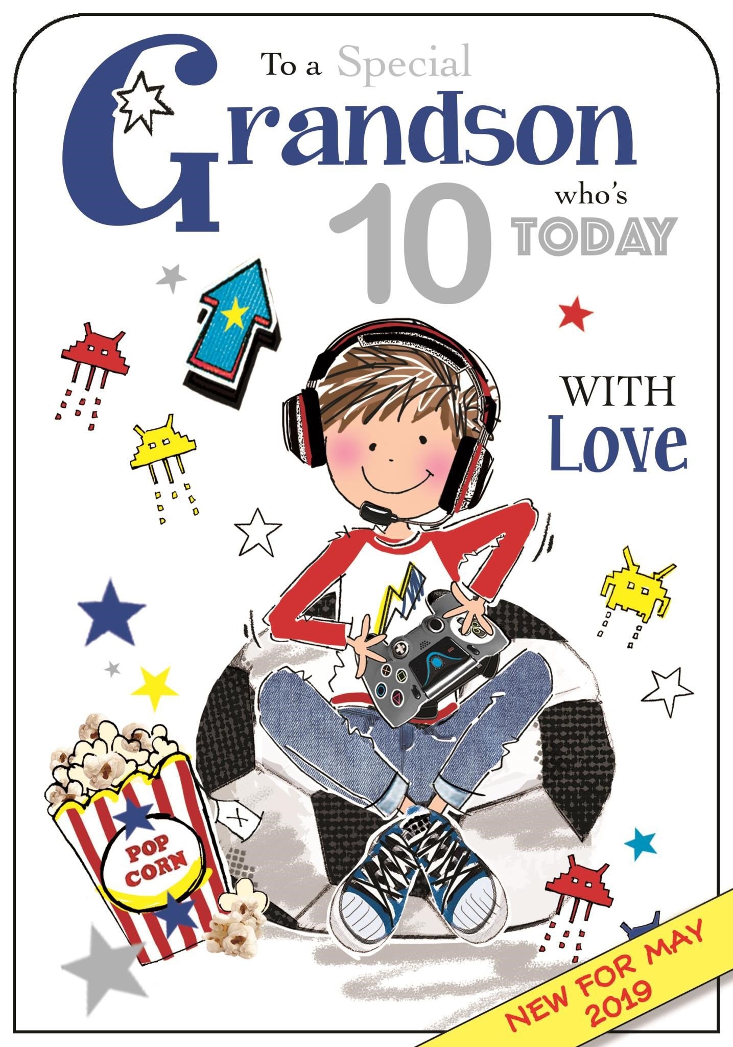 Front of Grandson 10th Birthday Gamer Greetings Card