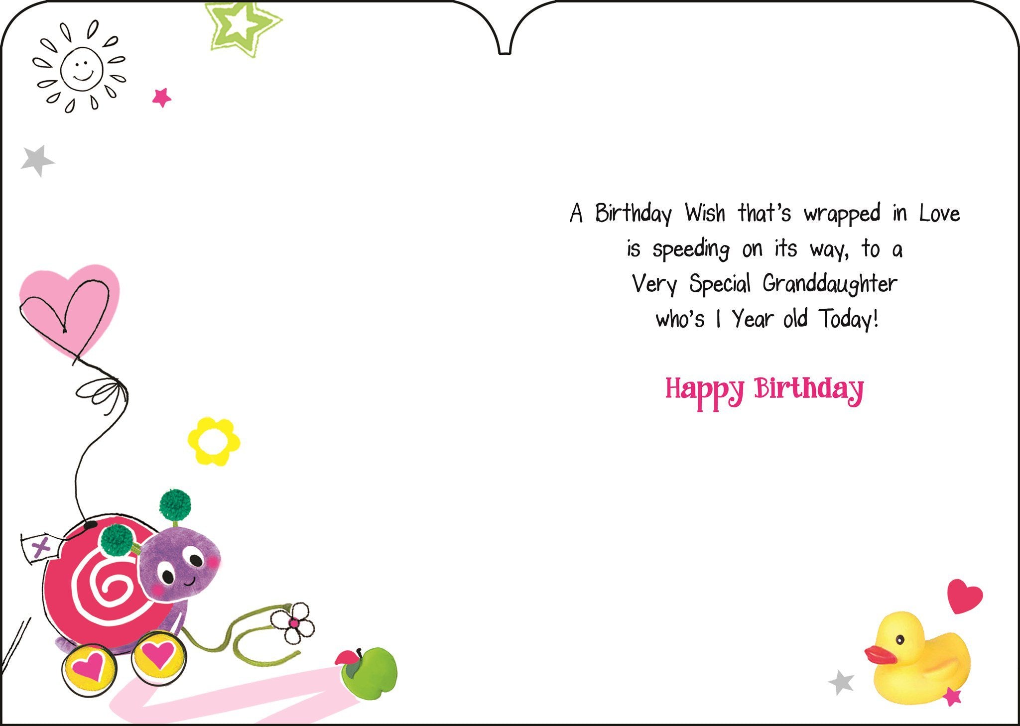 Inside of Granddaughter 1st Birthday Ladybug Greetings Card