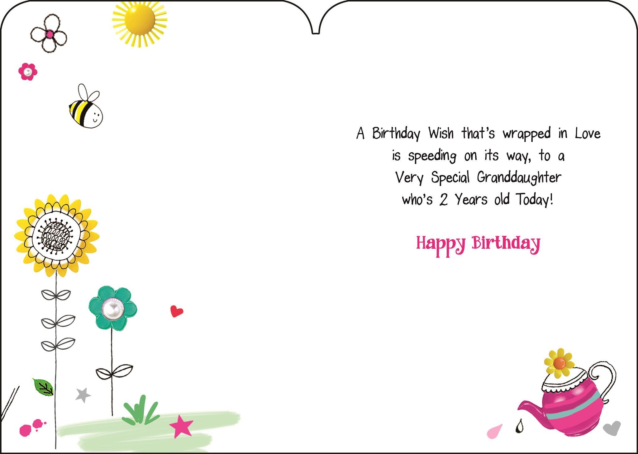 Inside of Granddaughter 2nd Birthday Fruit Greetings Card