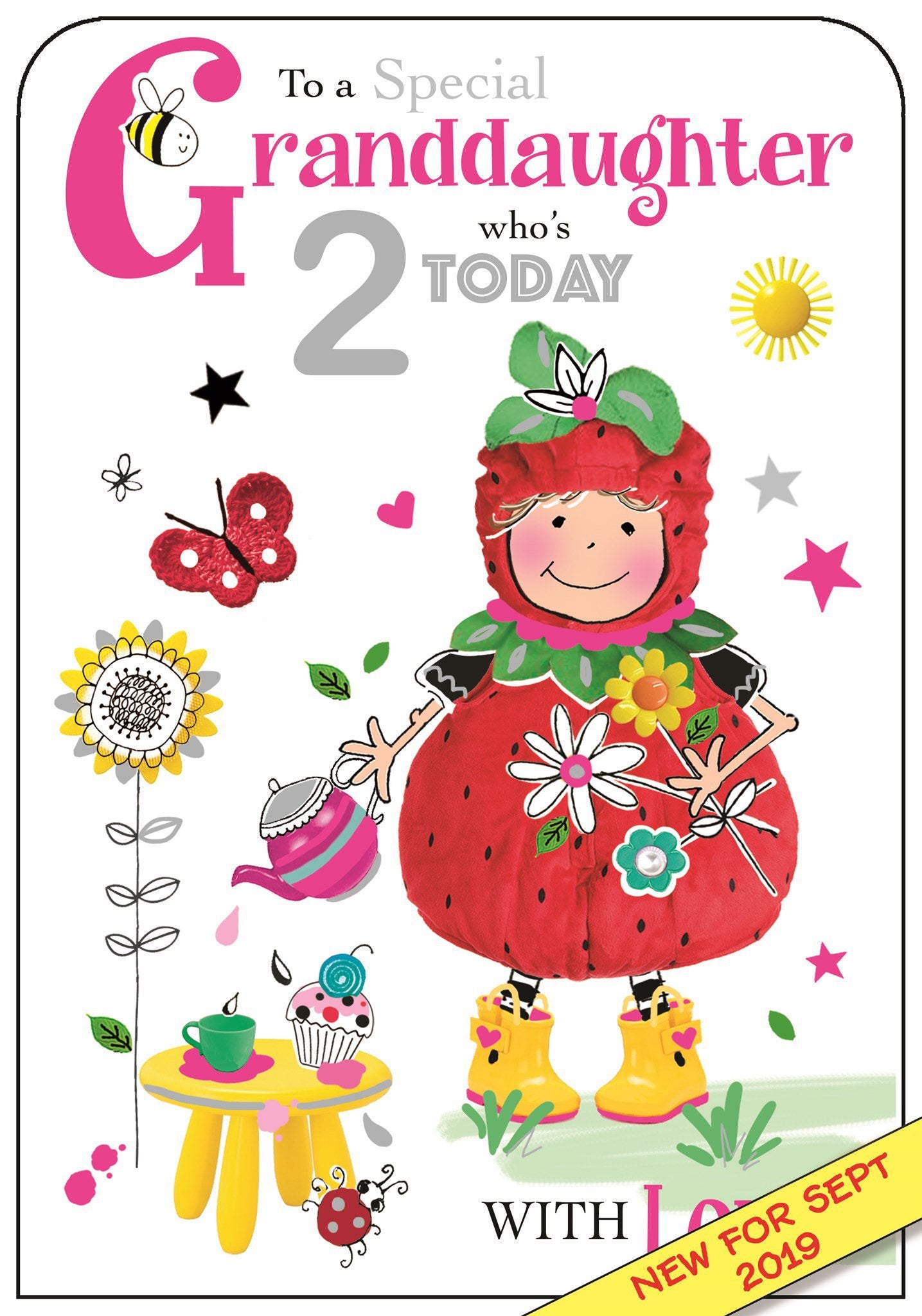 Front of Granddaughter 2nd Birthday Fruit Greetings Card