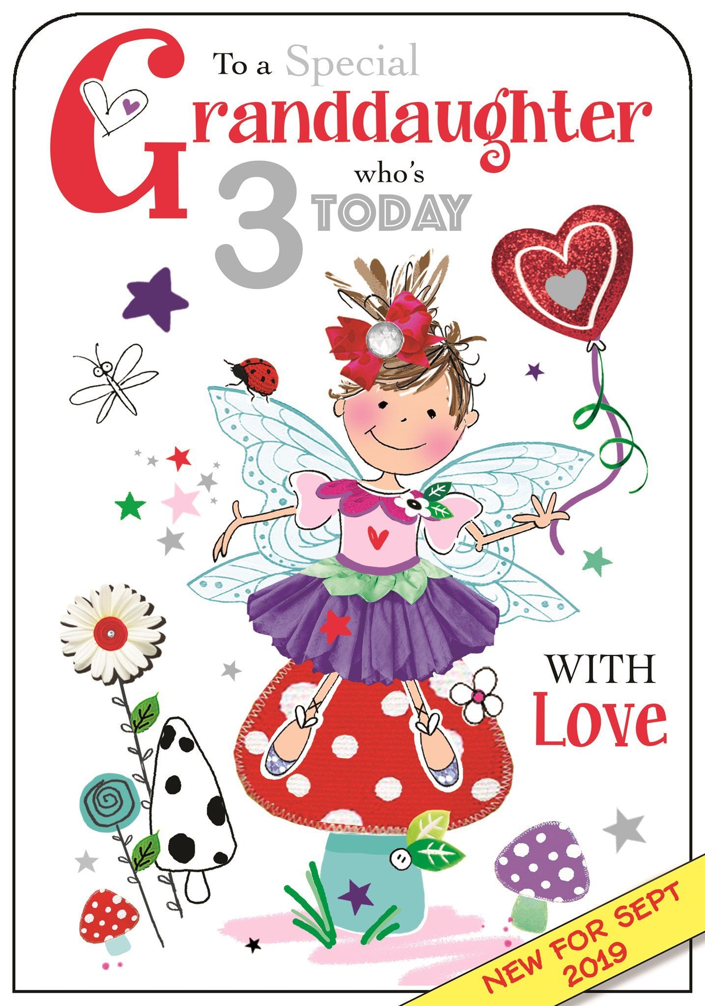 Front of Granddaughter 3rd Birthday Fairy Greetings Card