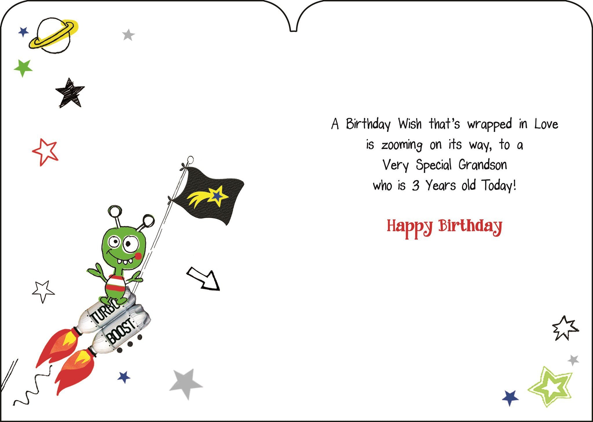 Inside of Grandson 3rd Birthday Astronaut Greetings Card