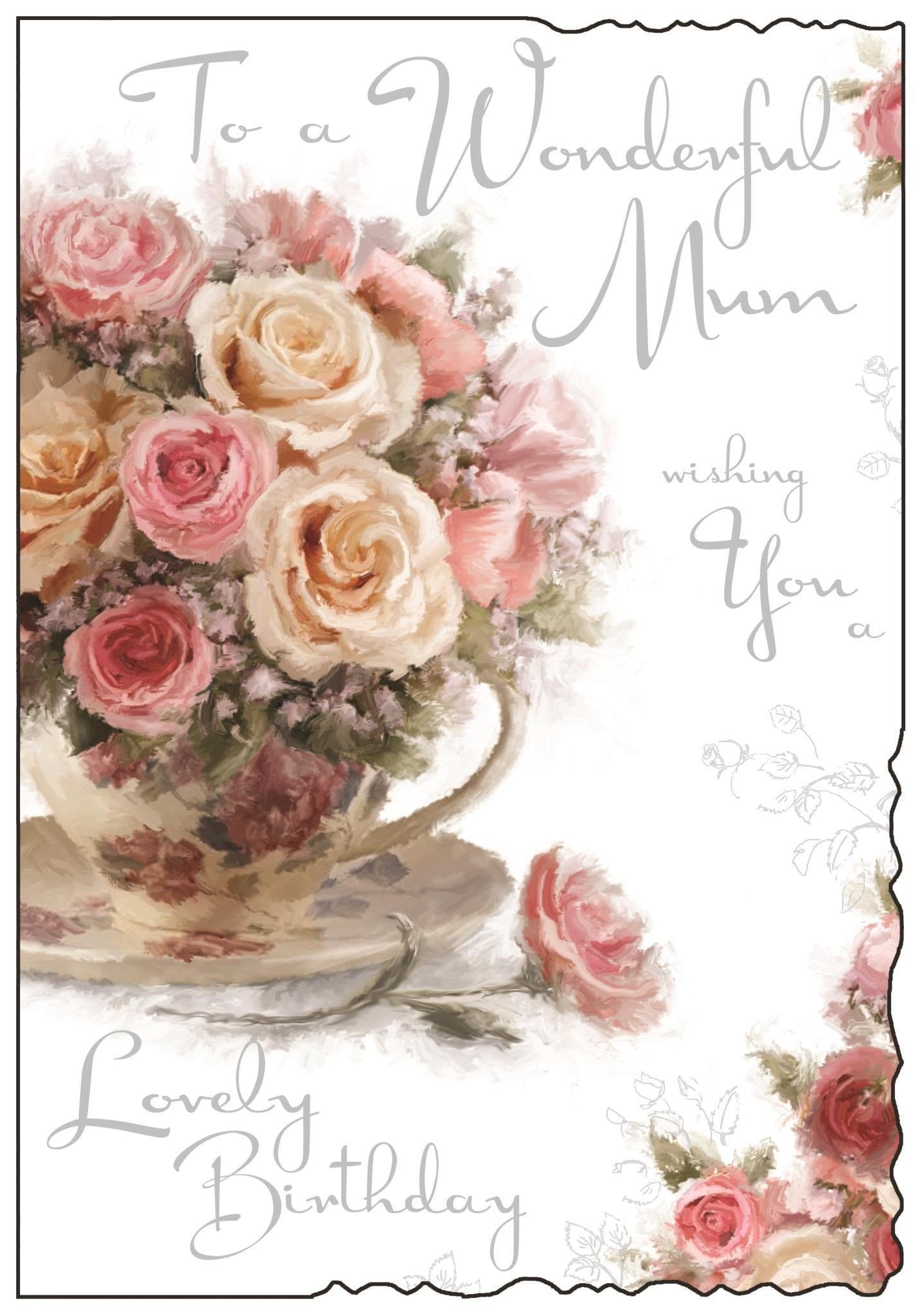 Front of Mum Lovely Birthday Greetings Card
