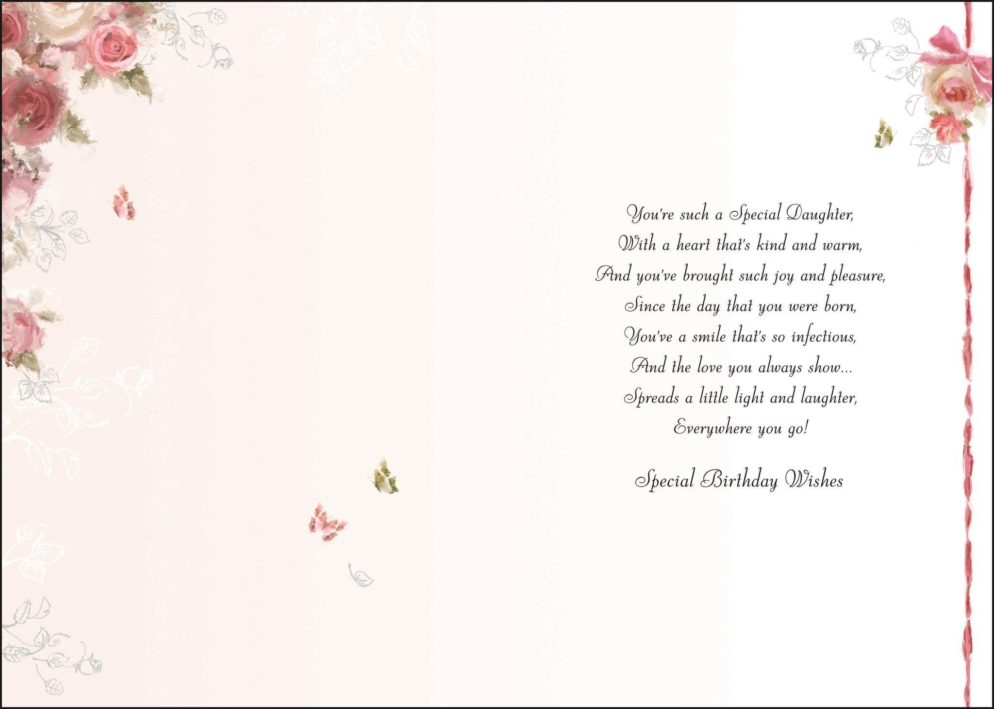 Inside of Daughter Birthday Gown Greetings Card