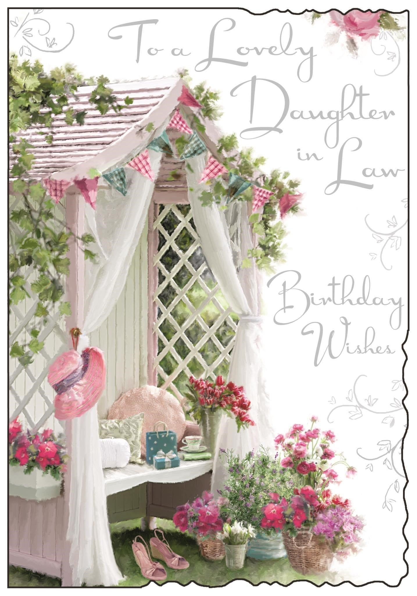 Front of Daughter in Law Birthday Bench Greetings Card