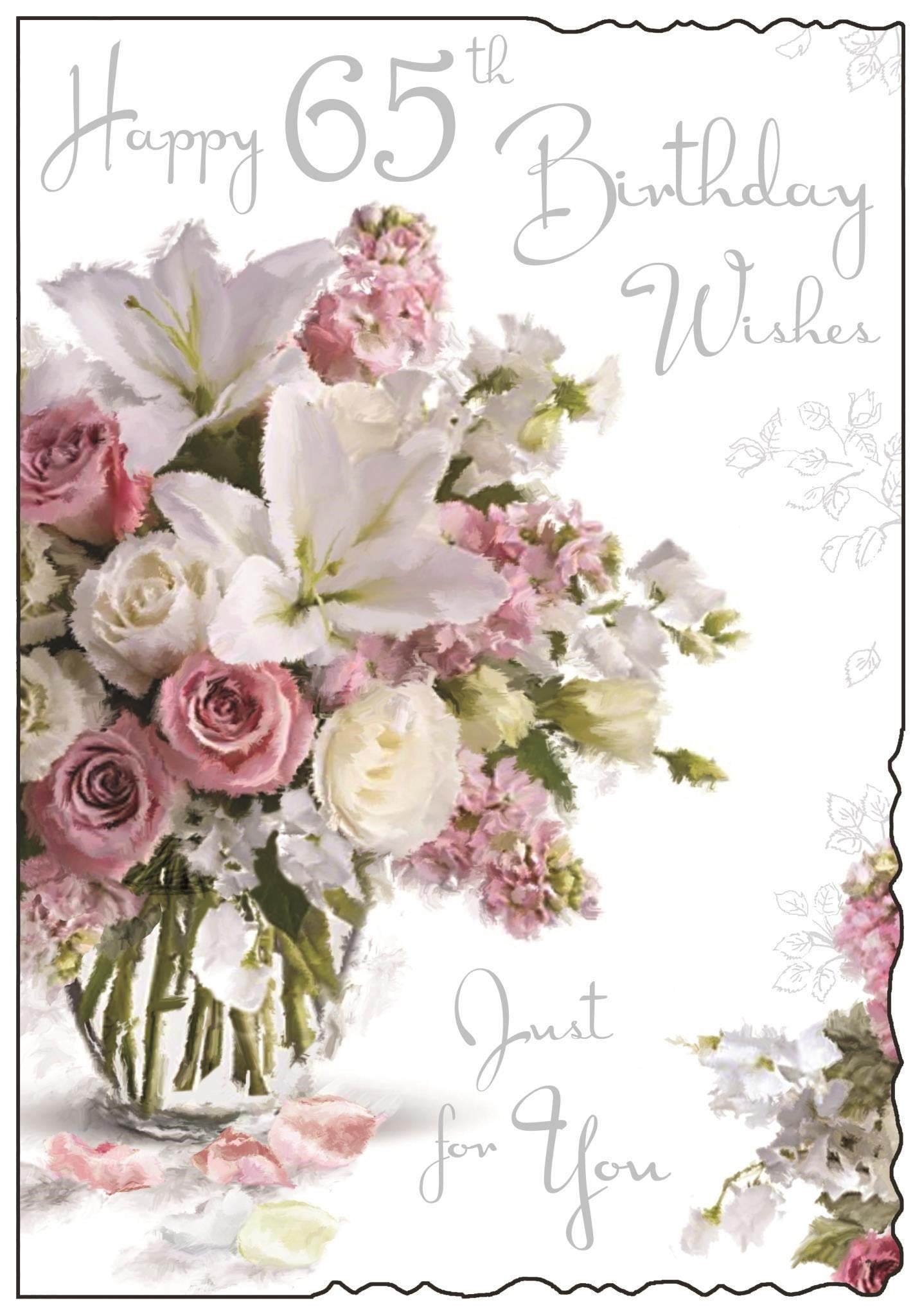Front of 65th Birthday Wishes Bouquet Greetings Card