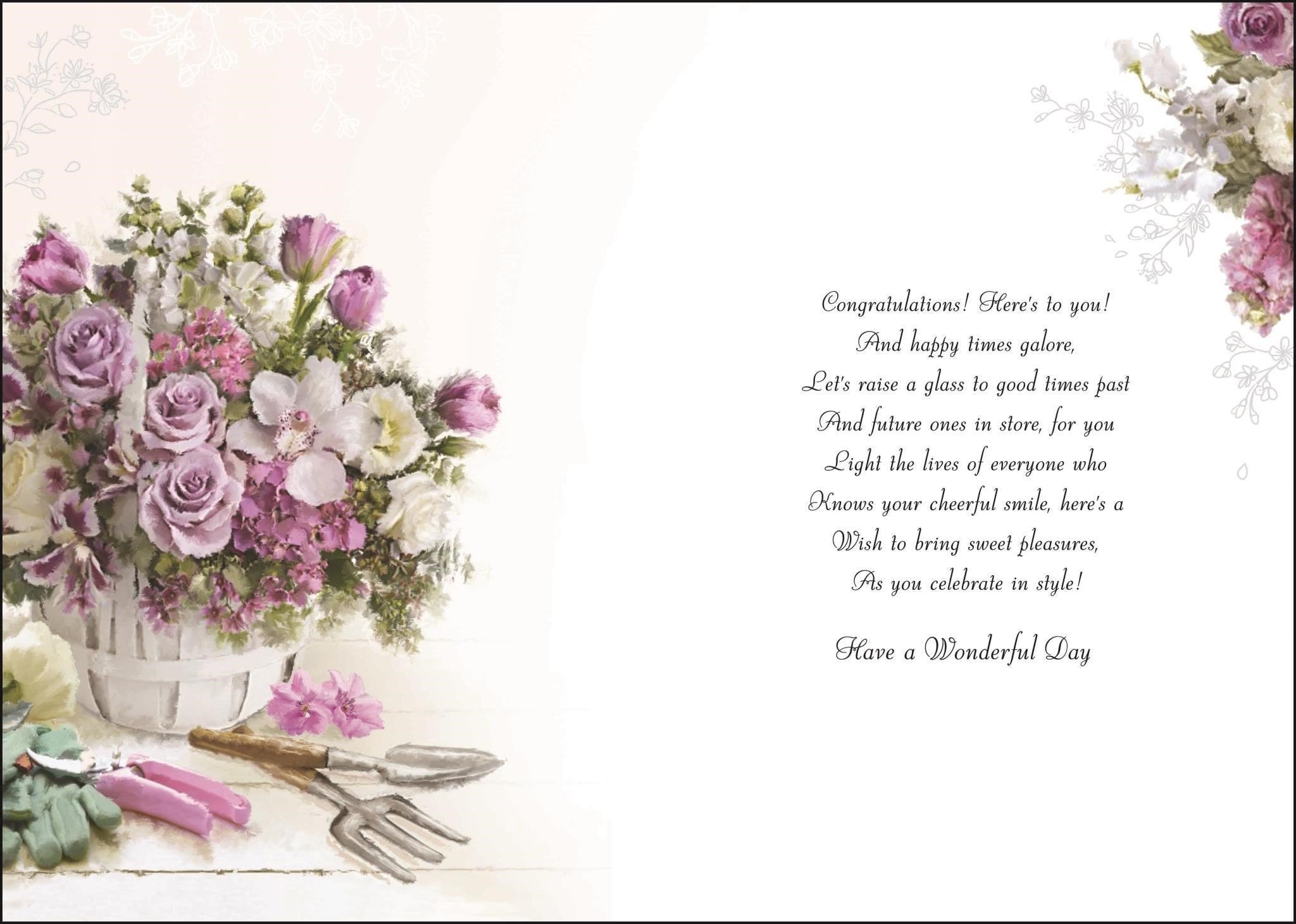 Inside of 70th Birthday Wishes Bouquet Greetings Card