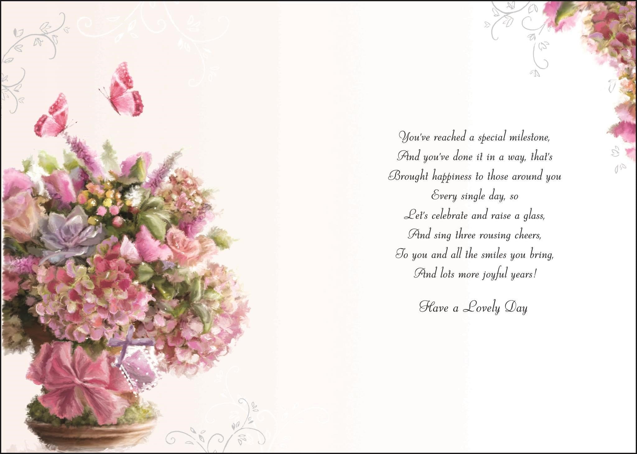 Inside of 75th Birthday Wishes Bouquet Greetings Card