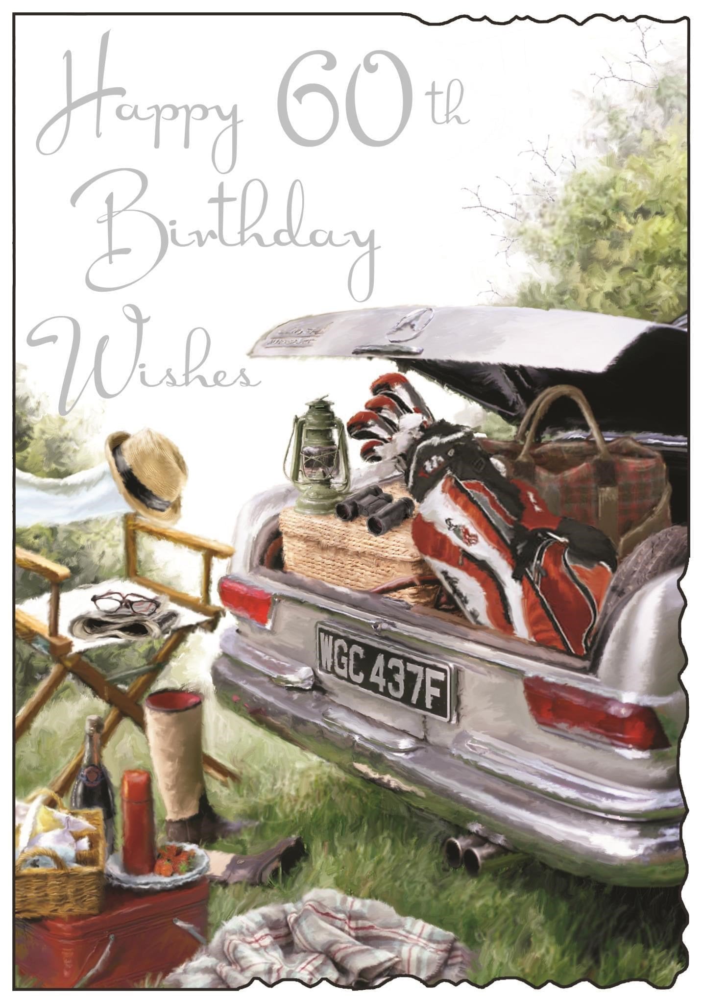 Front of 60th Birthday Wishes Car Greetings Card